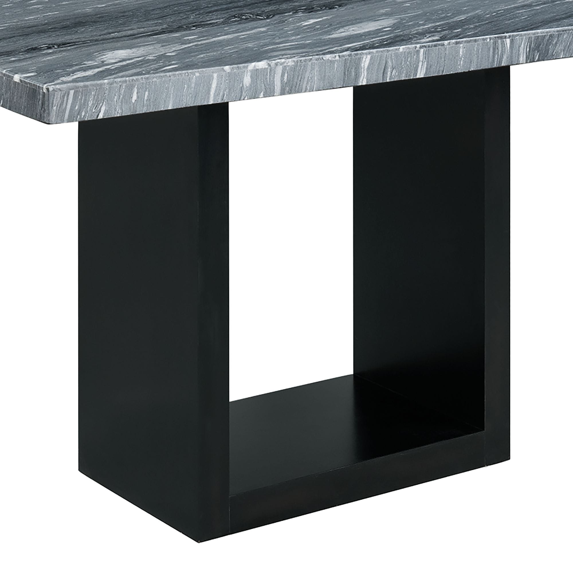 Gray Marble and Black Wood Rectangular Counter Height Table
