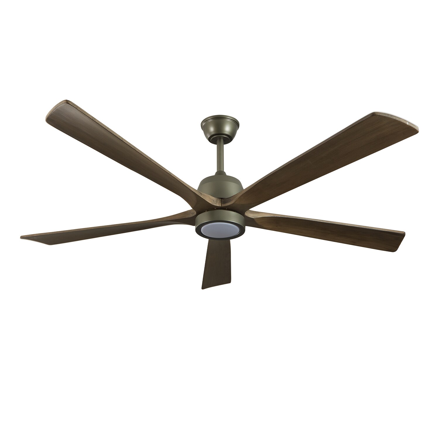 SINOFURN SYA820113BN 60-in Color-Changing Integrated LED Outdoor Olive Green with Brown Blades Ceiling Fan With Light - Remote Included ( 5 -Blade )