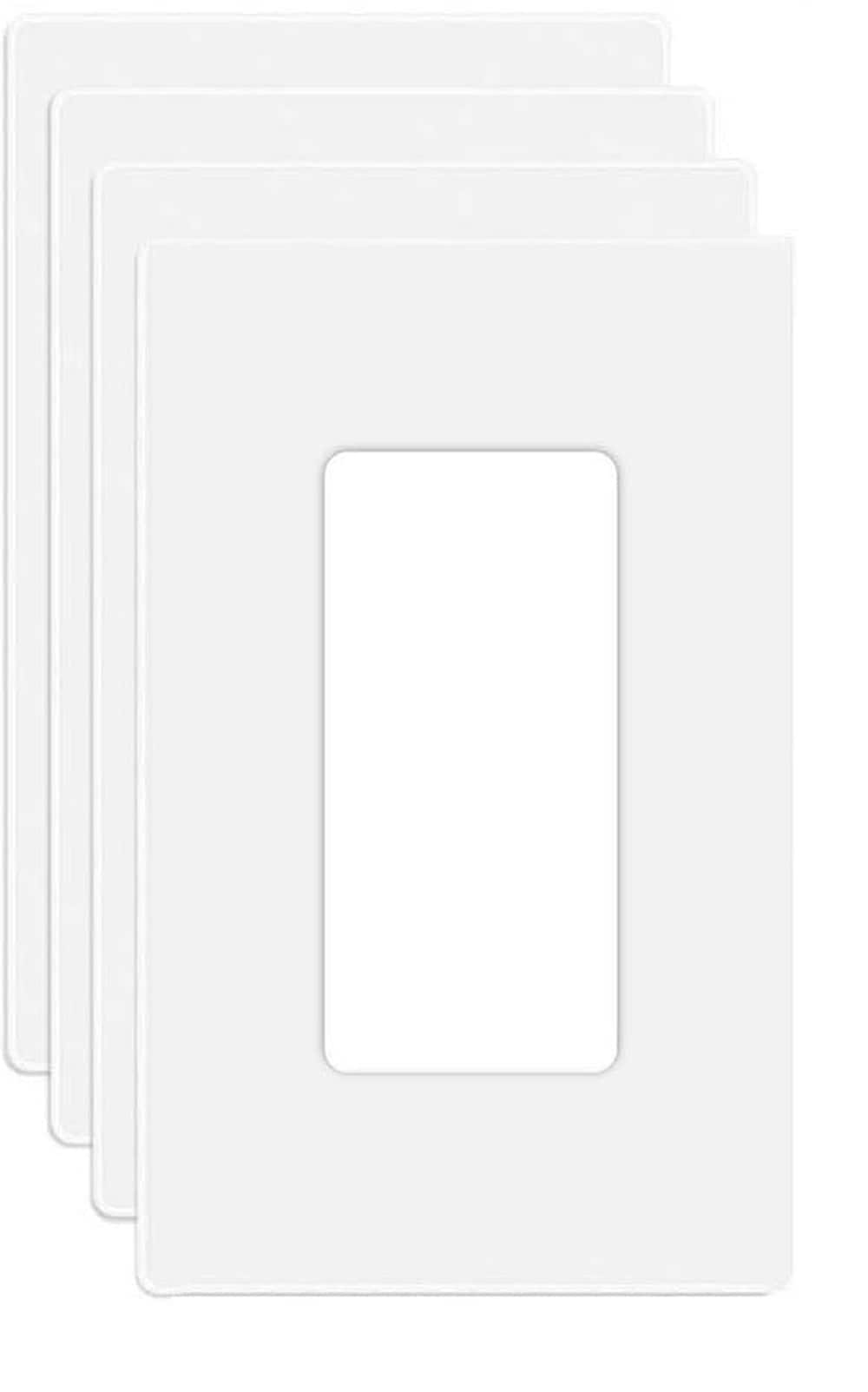 Justincity  1 Gang Screwless Decora Wall Plate Cover White 4 pack Child Safe Electrical Faceplate for Light Switch Smart Switch Receptacle