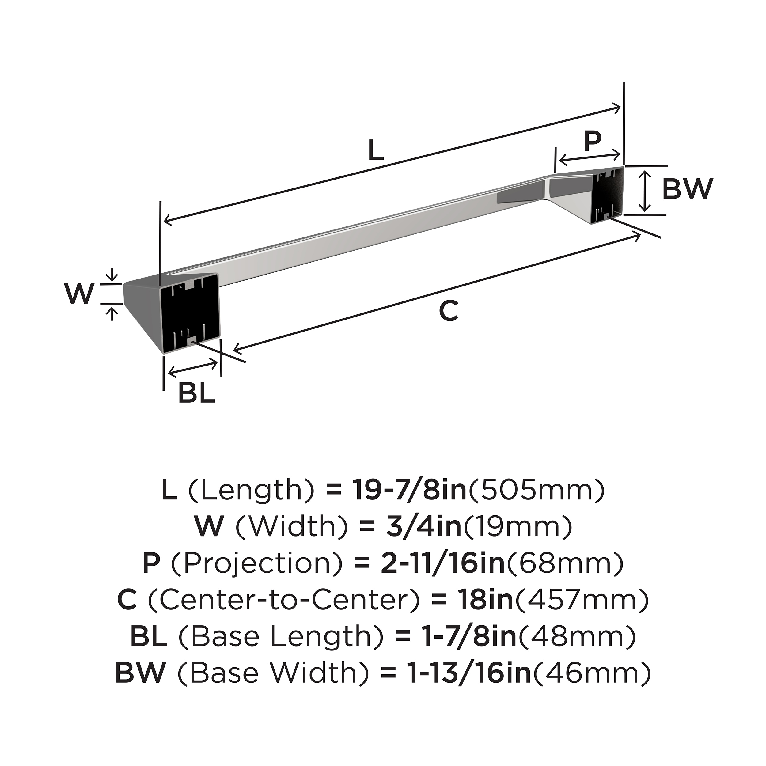 Blackrock 18-Inch Chrome Wall Mounted Towel Bar