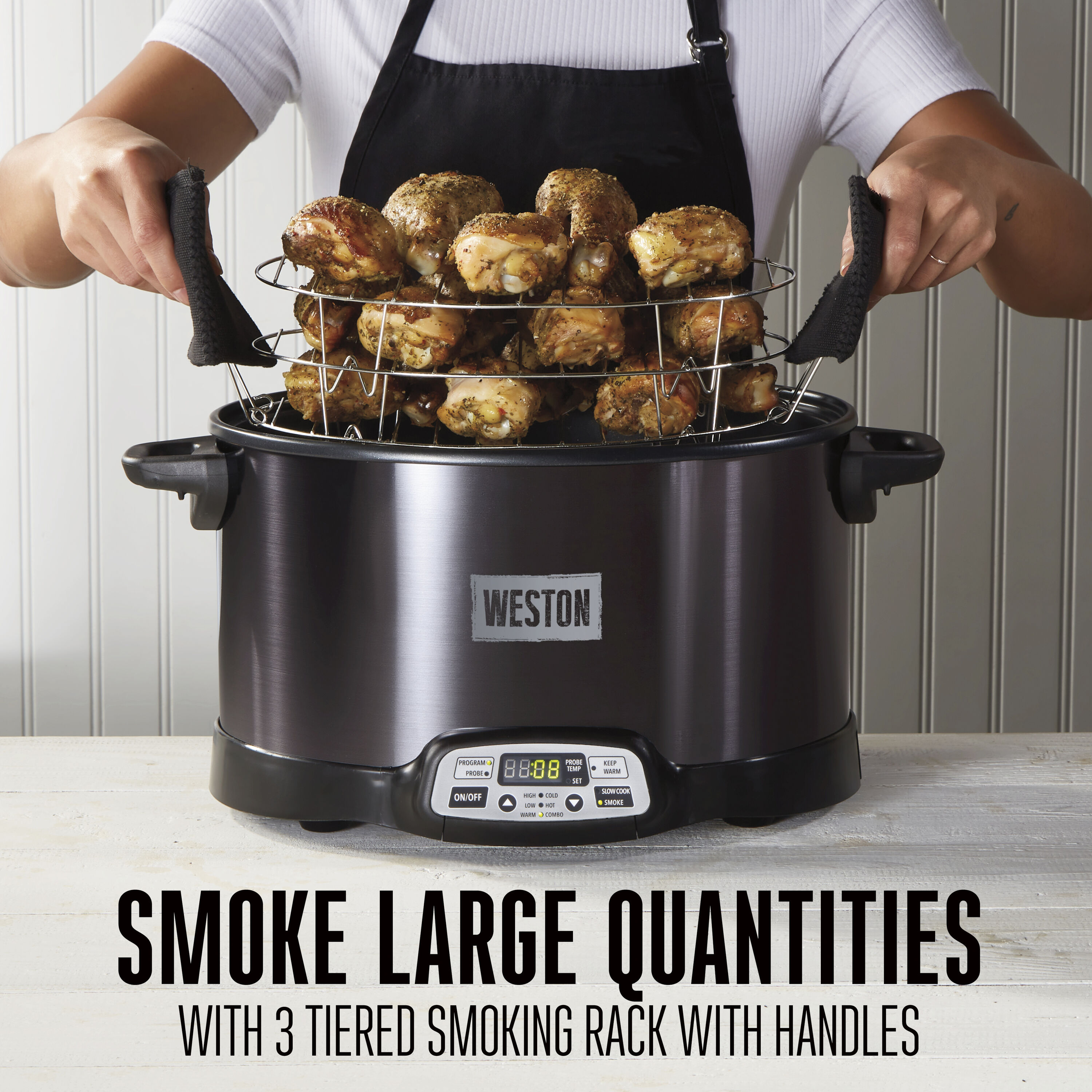 Weston Black Digital Display 6 Quart Indoor Smoker and Slow Cooker