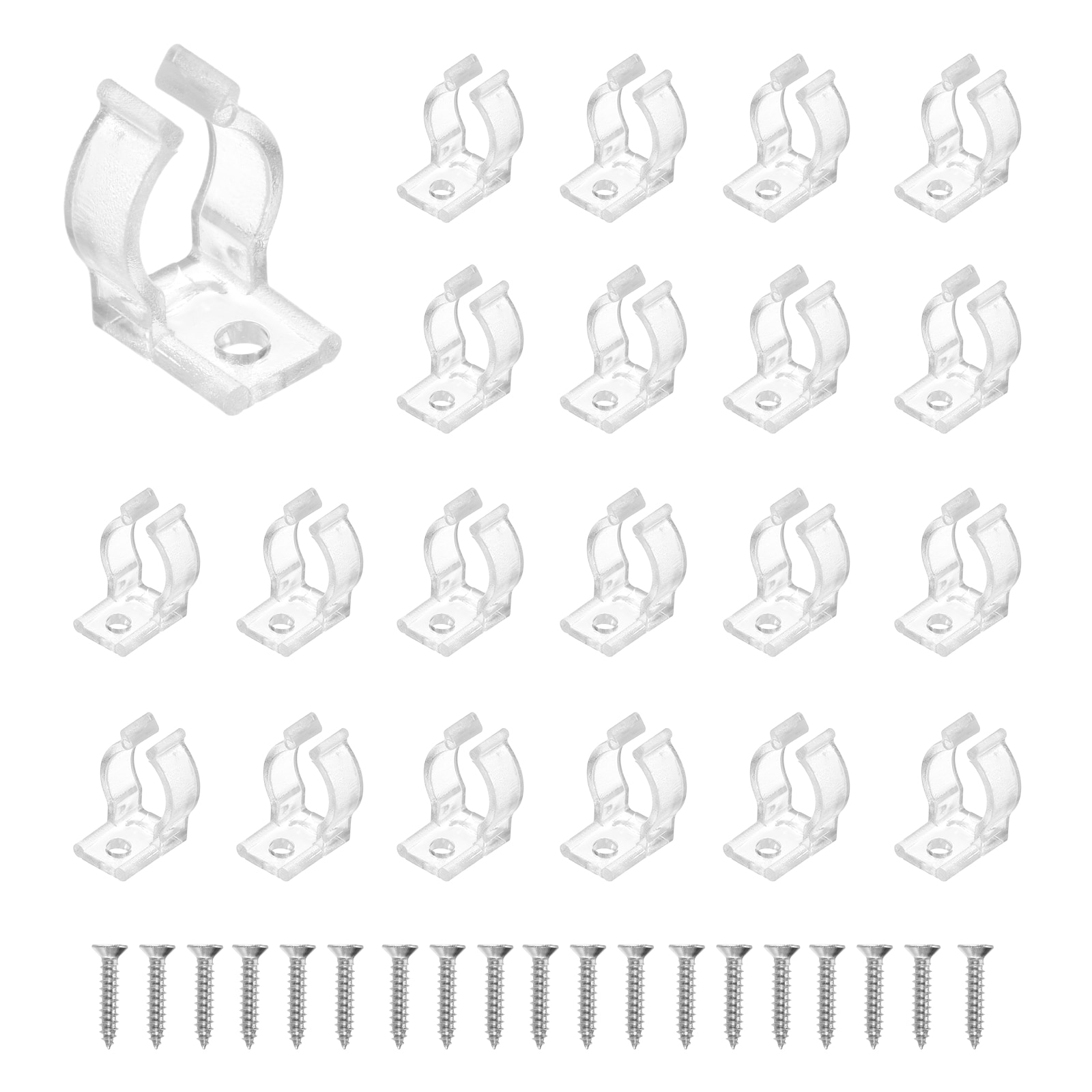 Unique Bargains U Clips Holder Bracket Fluorescent Tube Mounting Accessories Support Clamps Pipe Clamps with Screws for 10mm to 12mm Round LED Strip and Tube 30pcs #S26031900UX4066