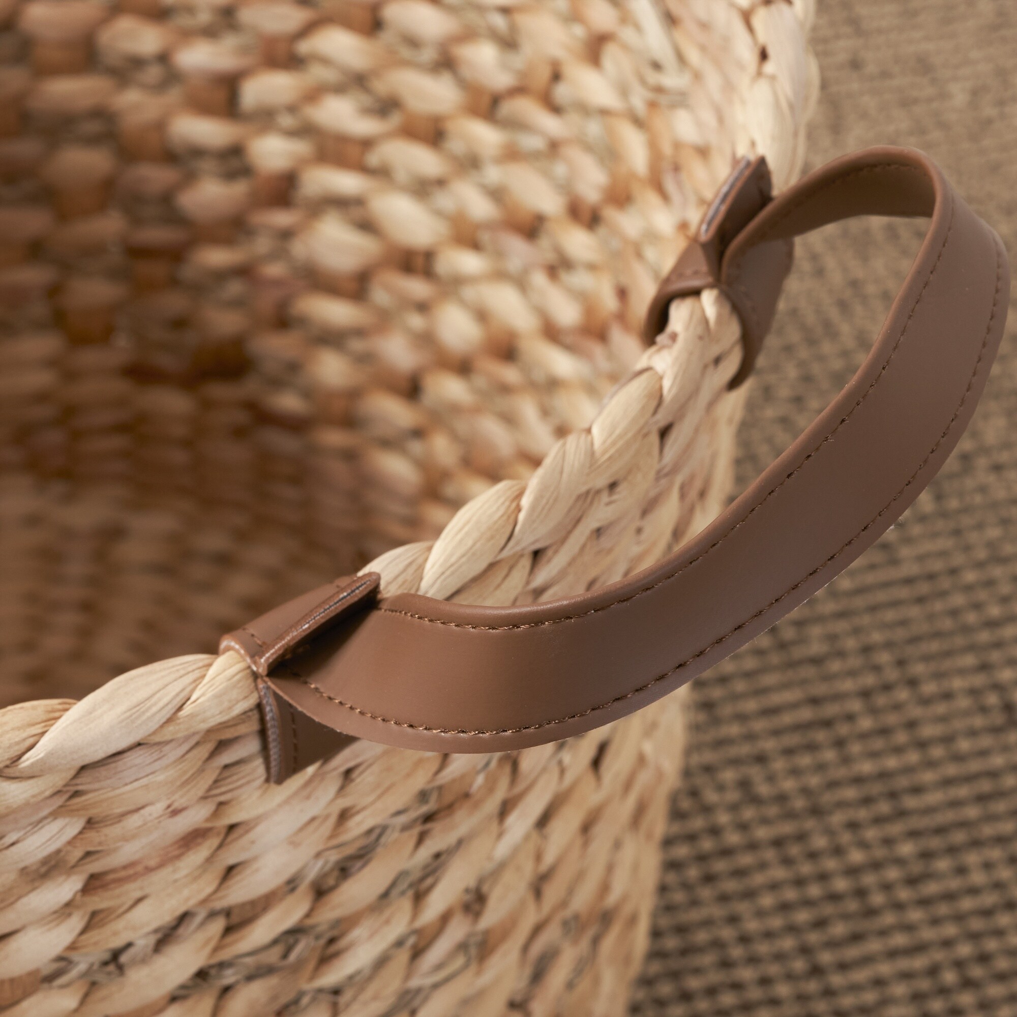 Boyel Living 15.7 Inch Two Tone Water Hyacinth Storage Basket with