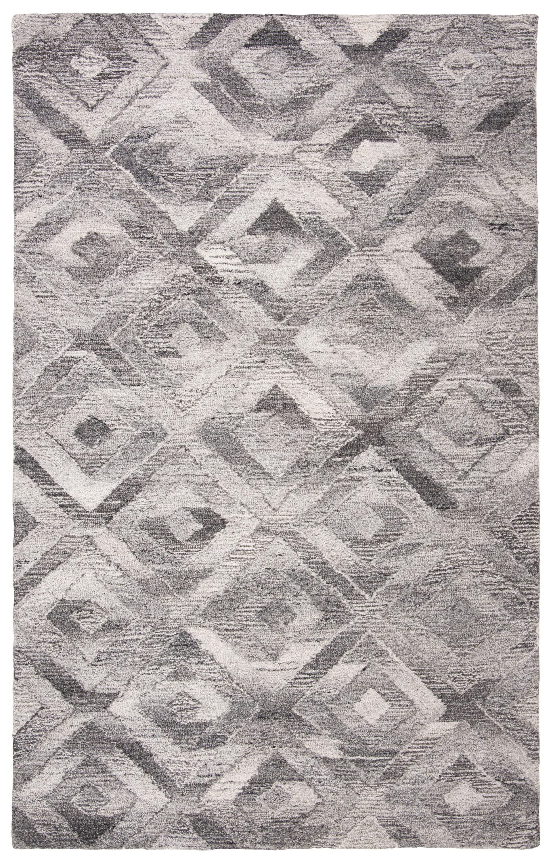 Gray Abstract Handmade Washable Wool Area Rug 5' x 8'