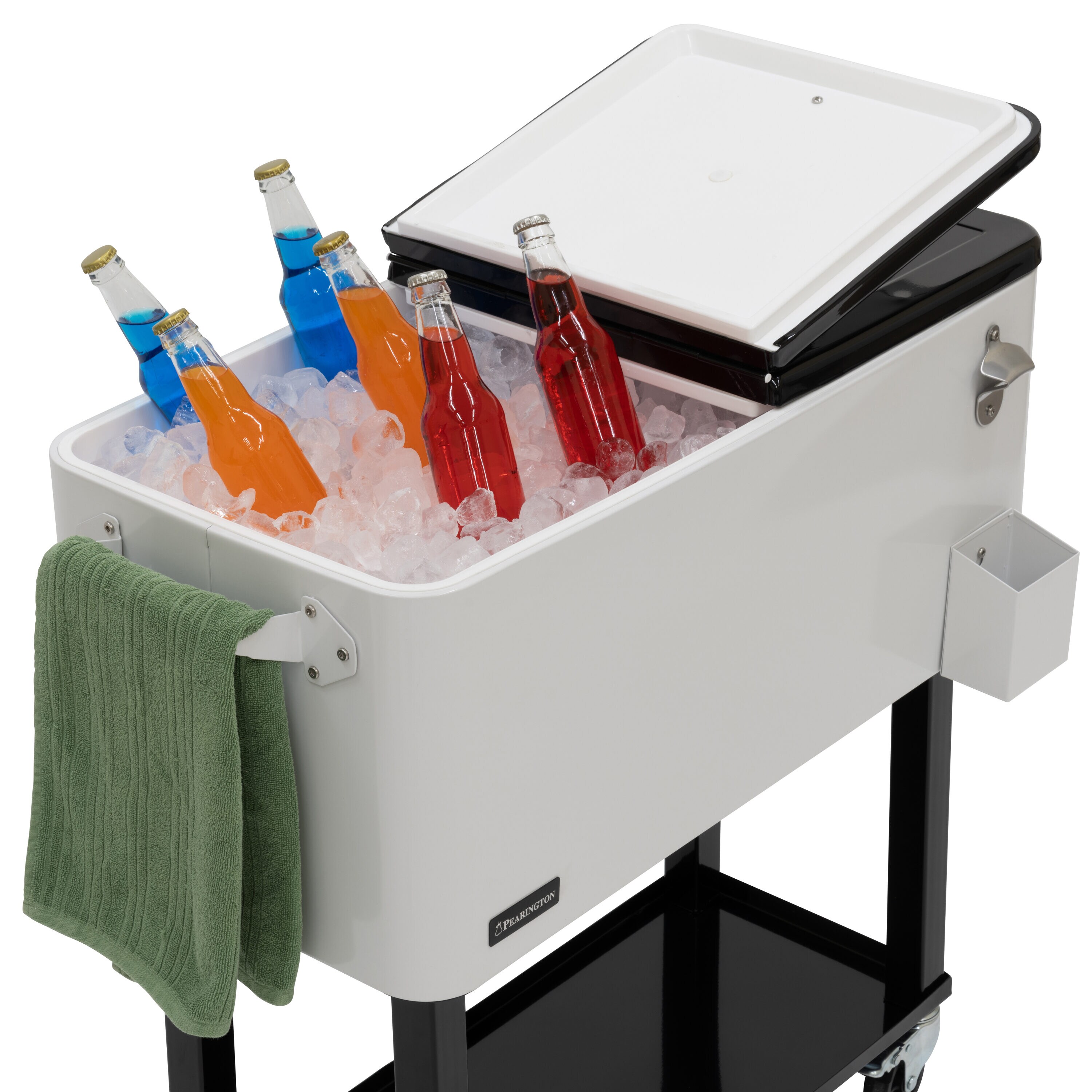 Pearington 80 Qt Insulated Beverage Cooler, Rolling Ice Chest, 96 Can  Capacity, 48 Hrs Cooling, 8 Hrs Warm, Indoor/Outdoor Use