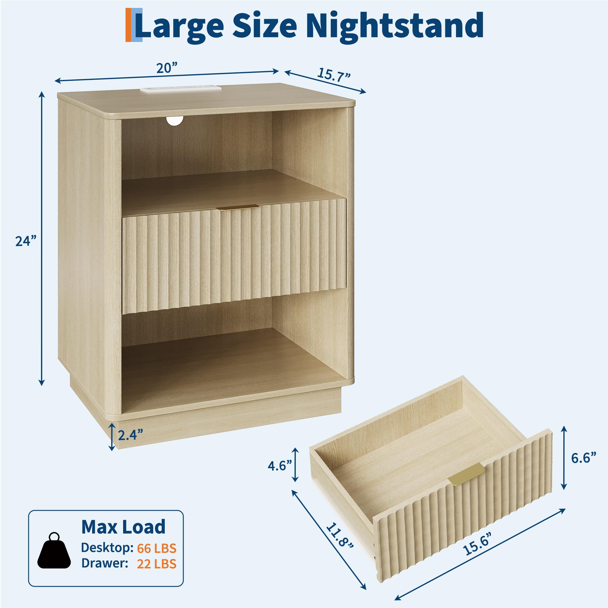 GarveeLife C3H-1PFLSPRP57P-WZ nightstands - View #2