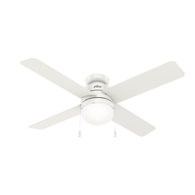 Hunter Timpani 52 In Fresh White Led Indoor Flush Mount Ceiling Fan With Light 4 Blade The Fans Department At Com - Hunter 52 Inch Ceiling Fan With 4 Lights
