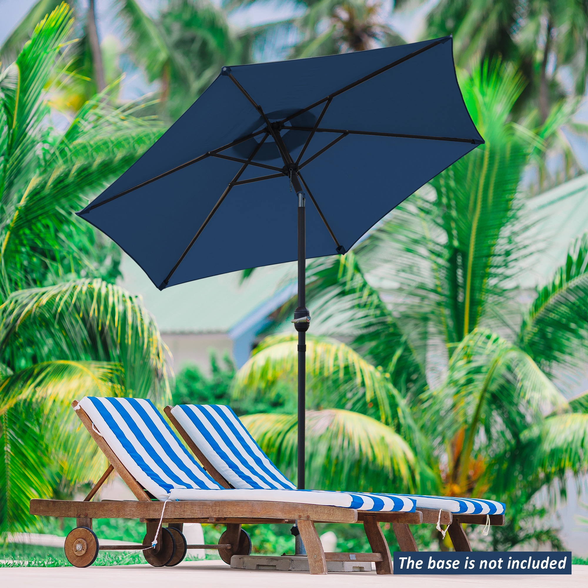 Sunrinx MG38-PU-2 7.5-ft Steel Blue Push-button Tilt Market Patio Umbrella