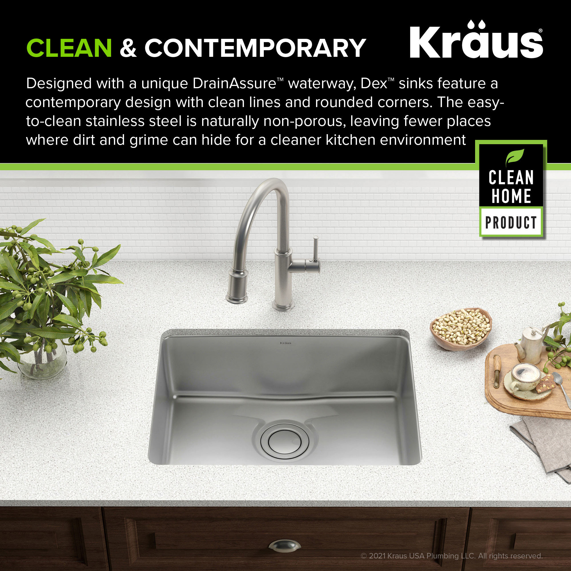 Dex 25-Inch Undermount Single Bowl Stainless Steel Kitchen Sink with DrainAssure