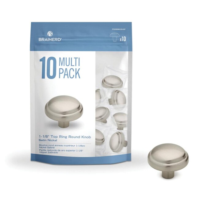 Brainerd Top Ring 1 16 In Satin Nickel Round Transitional Cabinet Knob 10 Pack In The Cabinet Knobs Department At Lowes Com