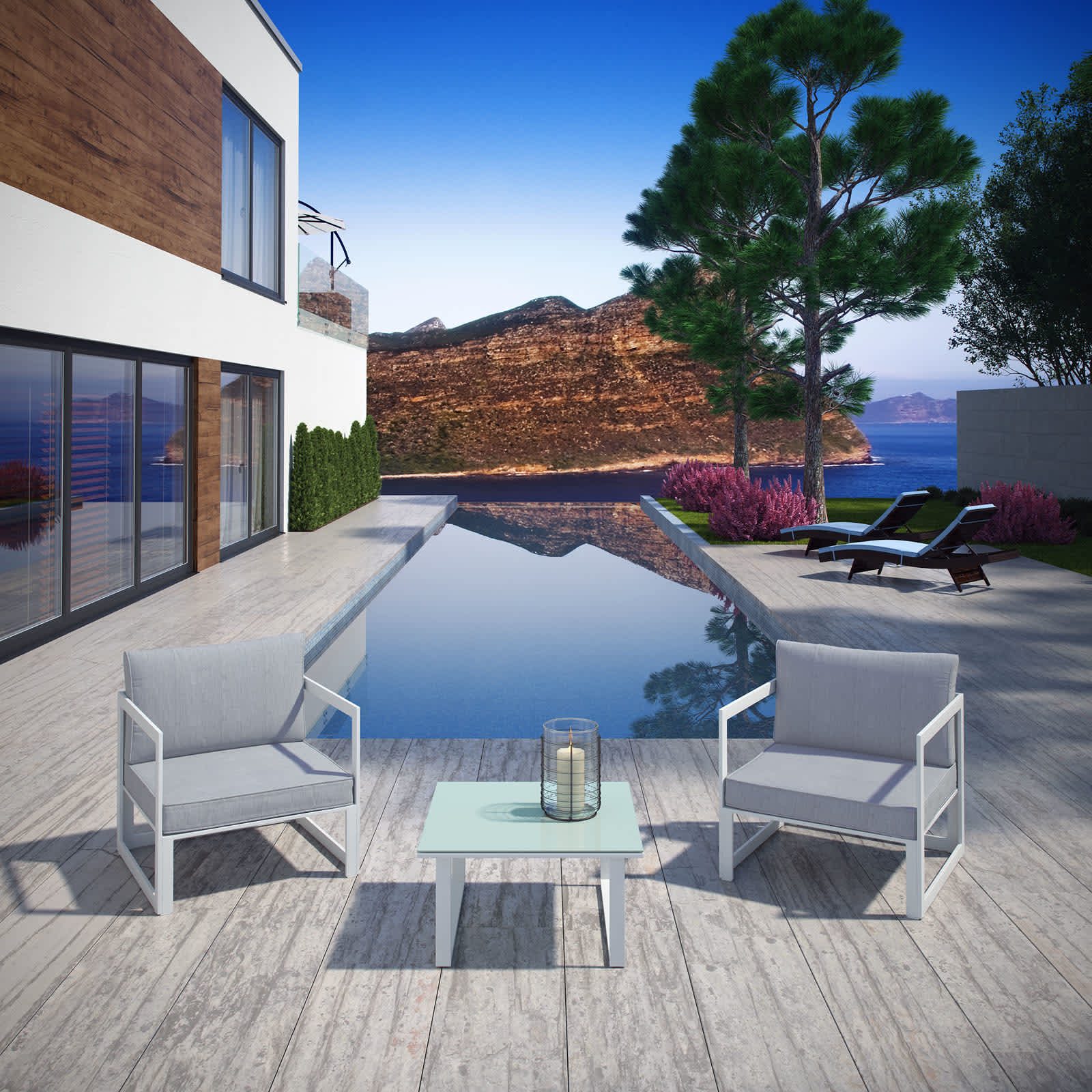 Modway EEI-1722-WHI-GRY-SET Patio-Conversation-Sets - View #2