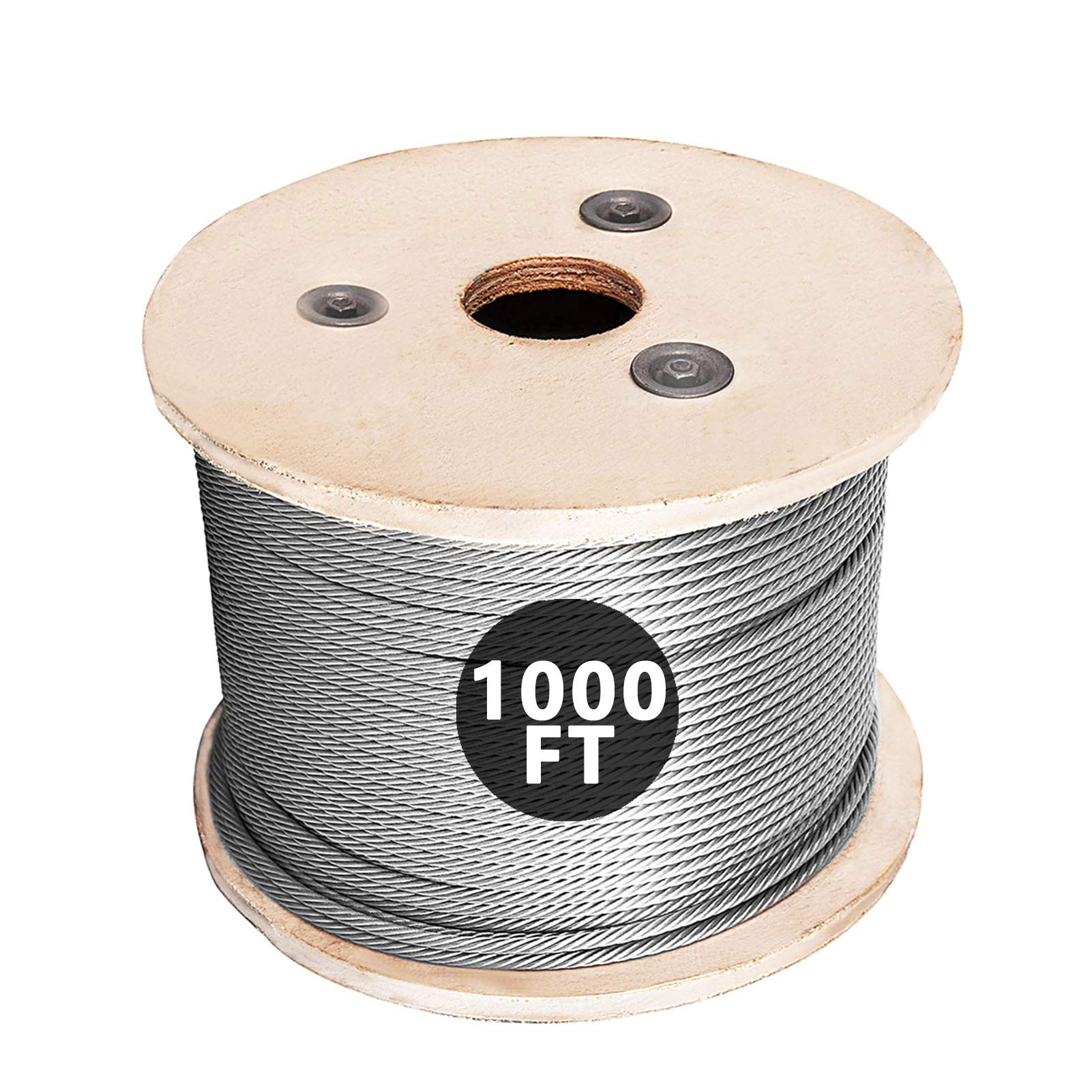 Lukvuzo 500FT T316 Stainless Steel Cable Roll 1 Eight Inch Wire Rope for Deck Railing Balustrade Handrail Fence DIY Indoor Outdoor Use #LLU0706L080