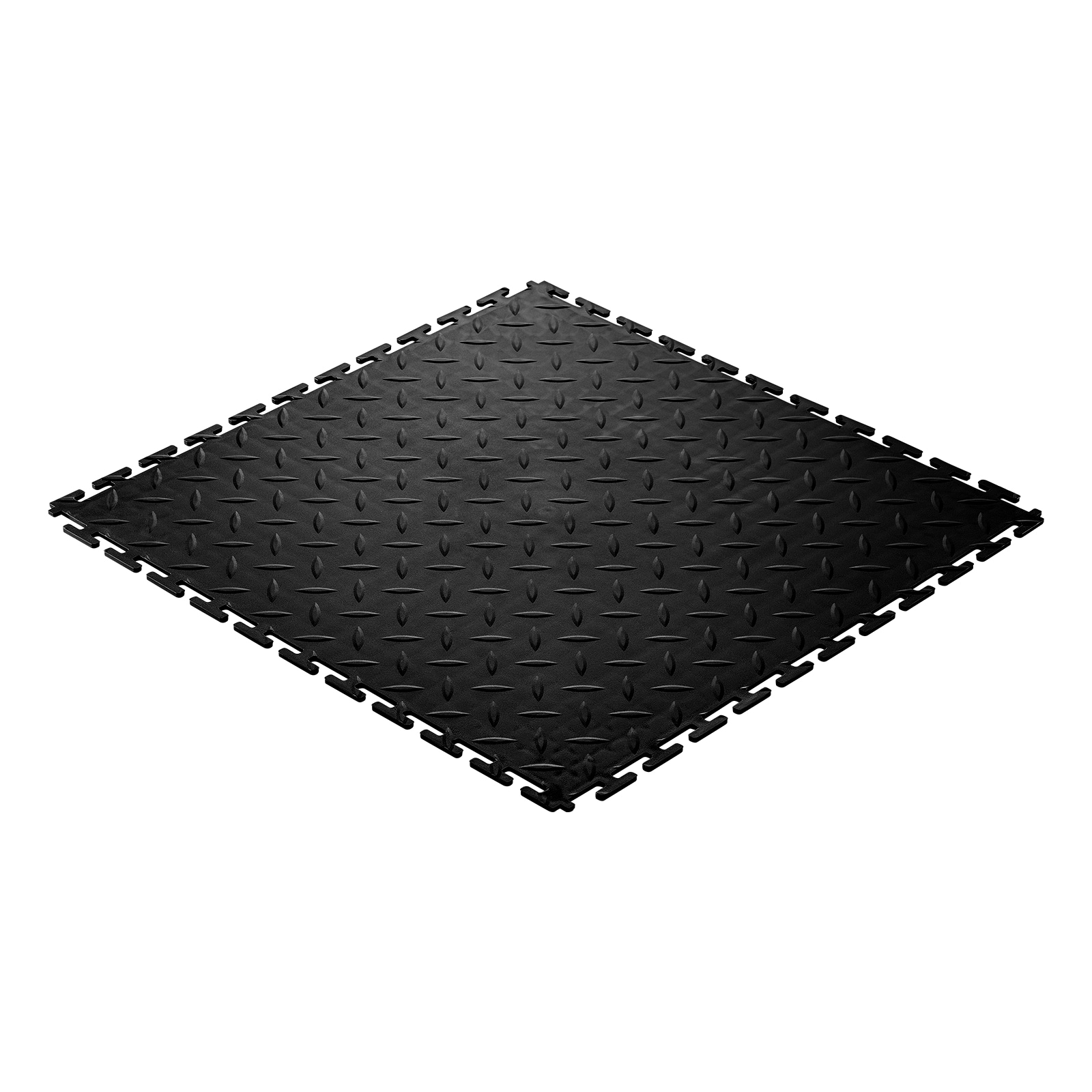 GIVIMO 8-Pack Interlocking Garage Floor Tiles 20.2-in x 20.2-in PVC Diamond Plate Modular Garage Flooring 22.7-sq ft Non-Slip Workshop Floor Mat Black