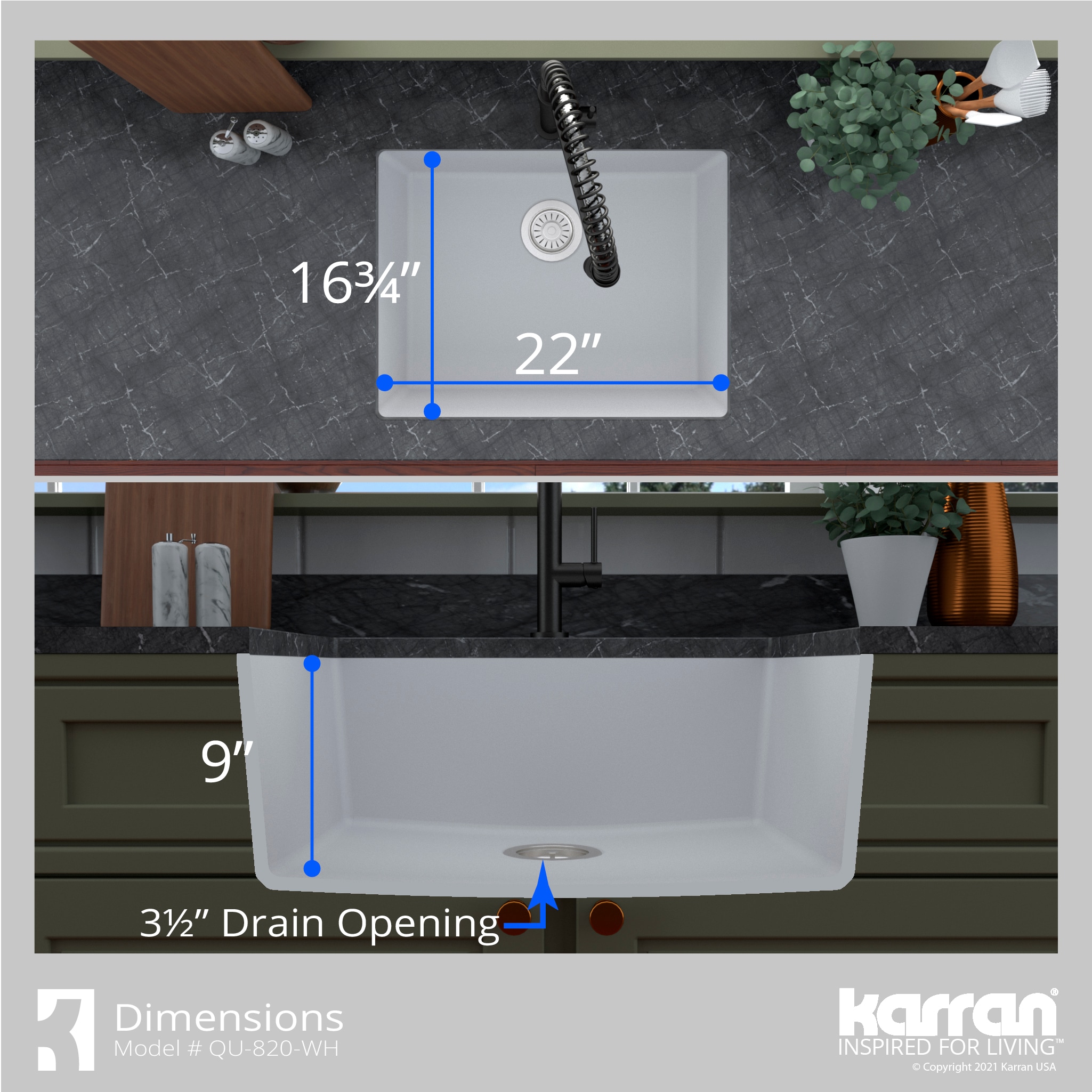 Karran QU-820-WH-PK1 Kitchen-Sinks - View #7