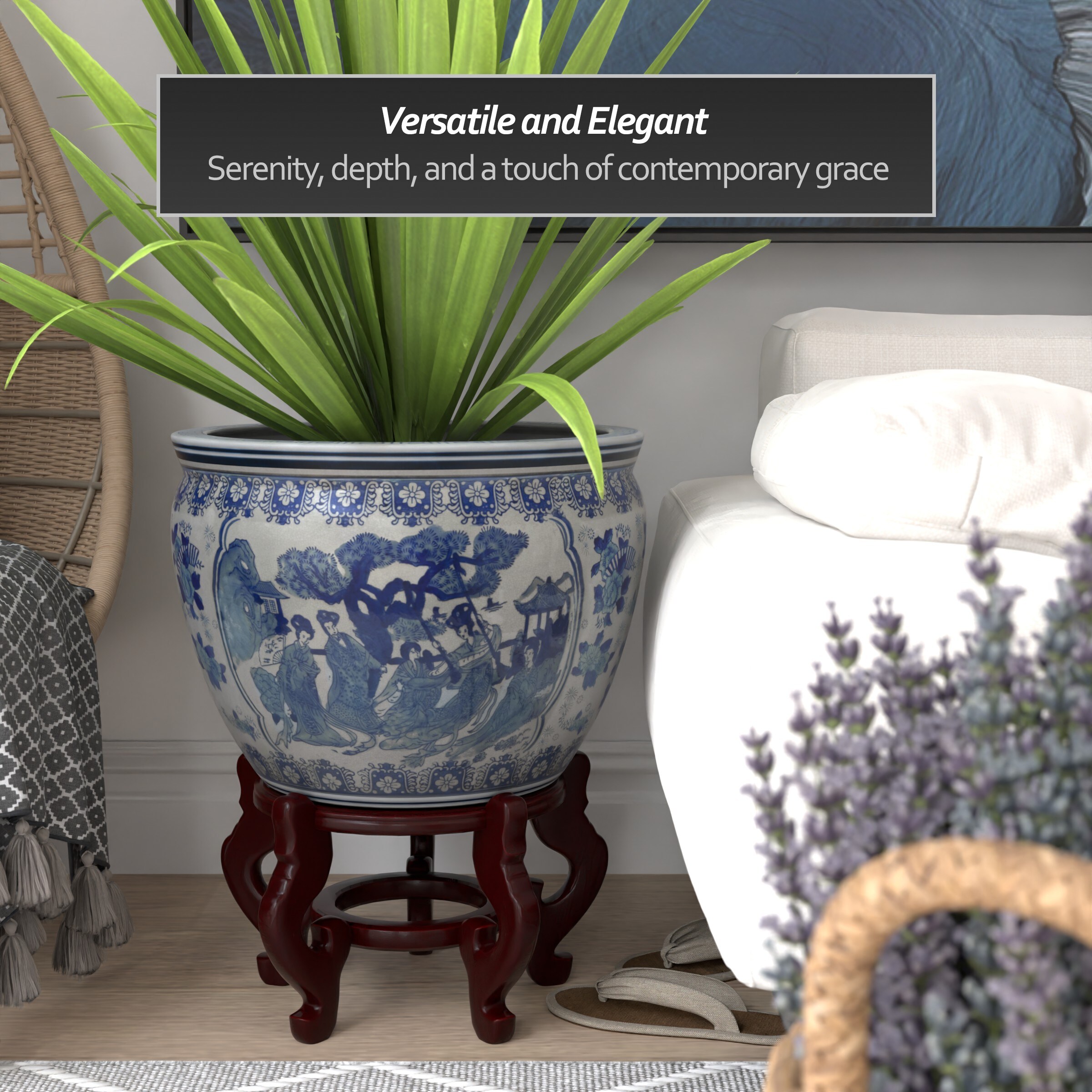 Oriental Furniture BW-18FISH-BWLD Planter-Window-Box - View #4