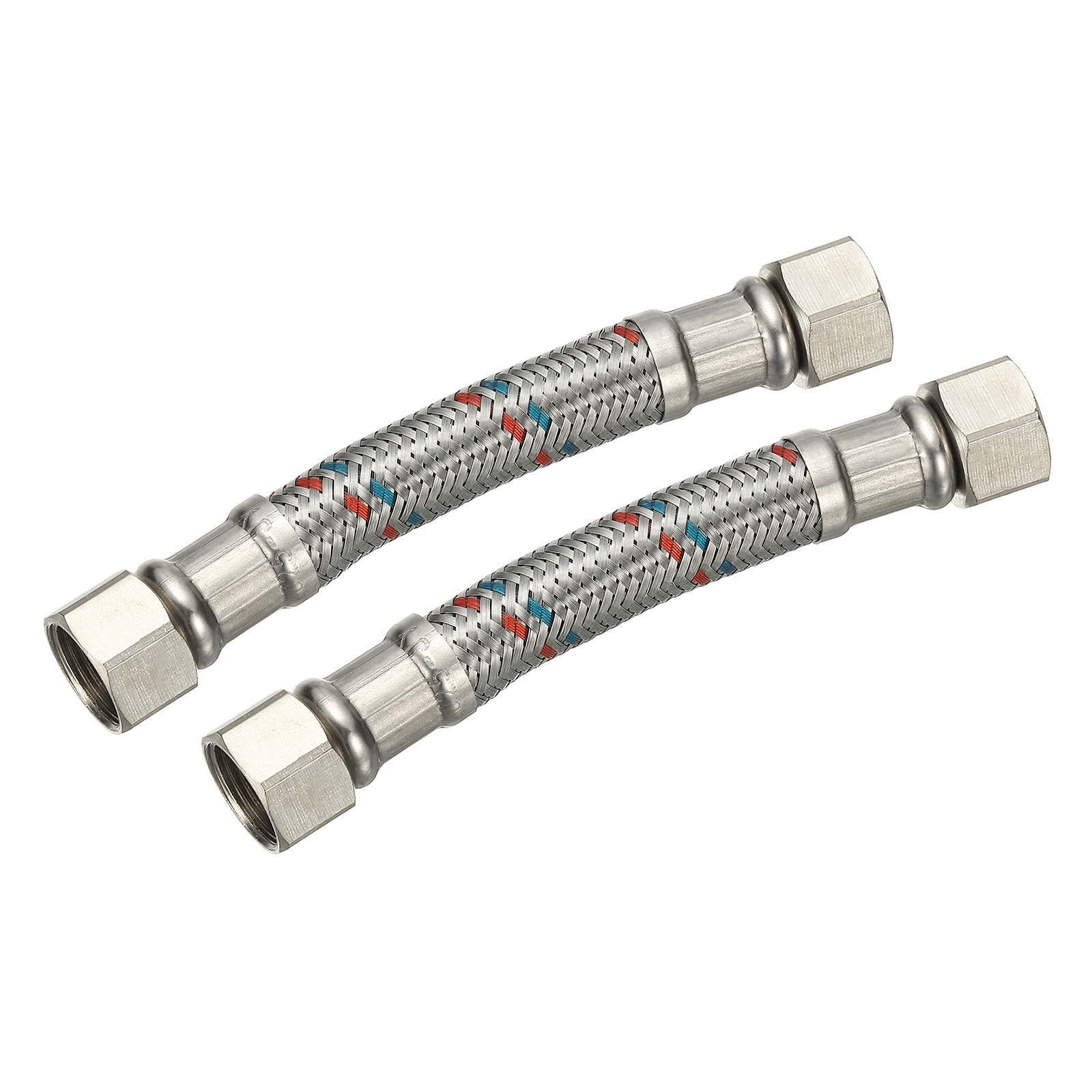 Unique Bargains - 2pcs Braided Supply Connector 4 Inch Length Stainless Steel Faucet Supply Lines...
