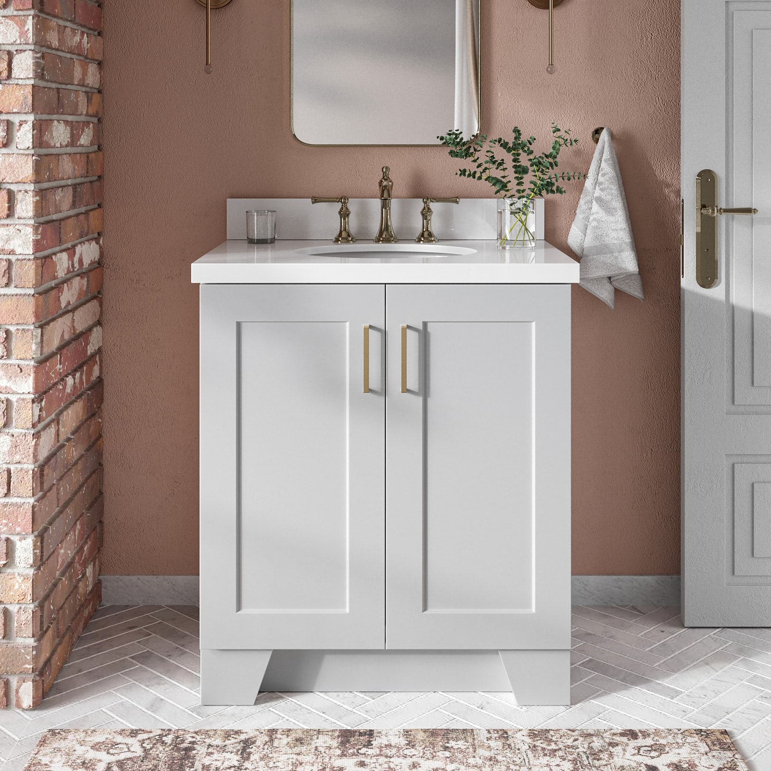 ARIEL Q031SWQOVOGRY Taylor 31-in Gray Undermount Single Sink Bathroom Vanity with Pure White Quartz Quartz Top