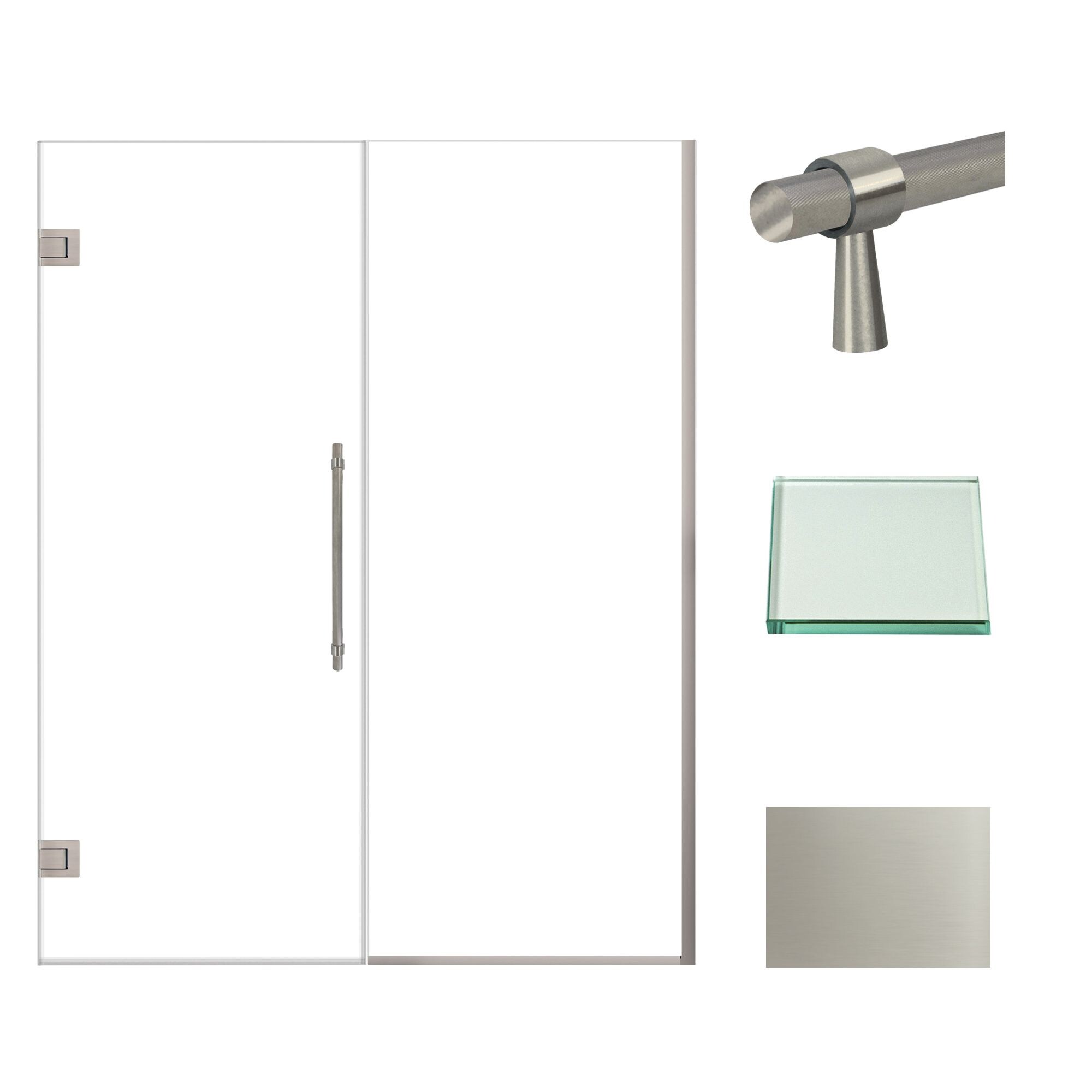 Elizabeth 60" Stainless Steel Frameless Hinged Shower Door with Clear Glass