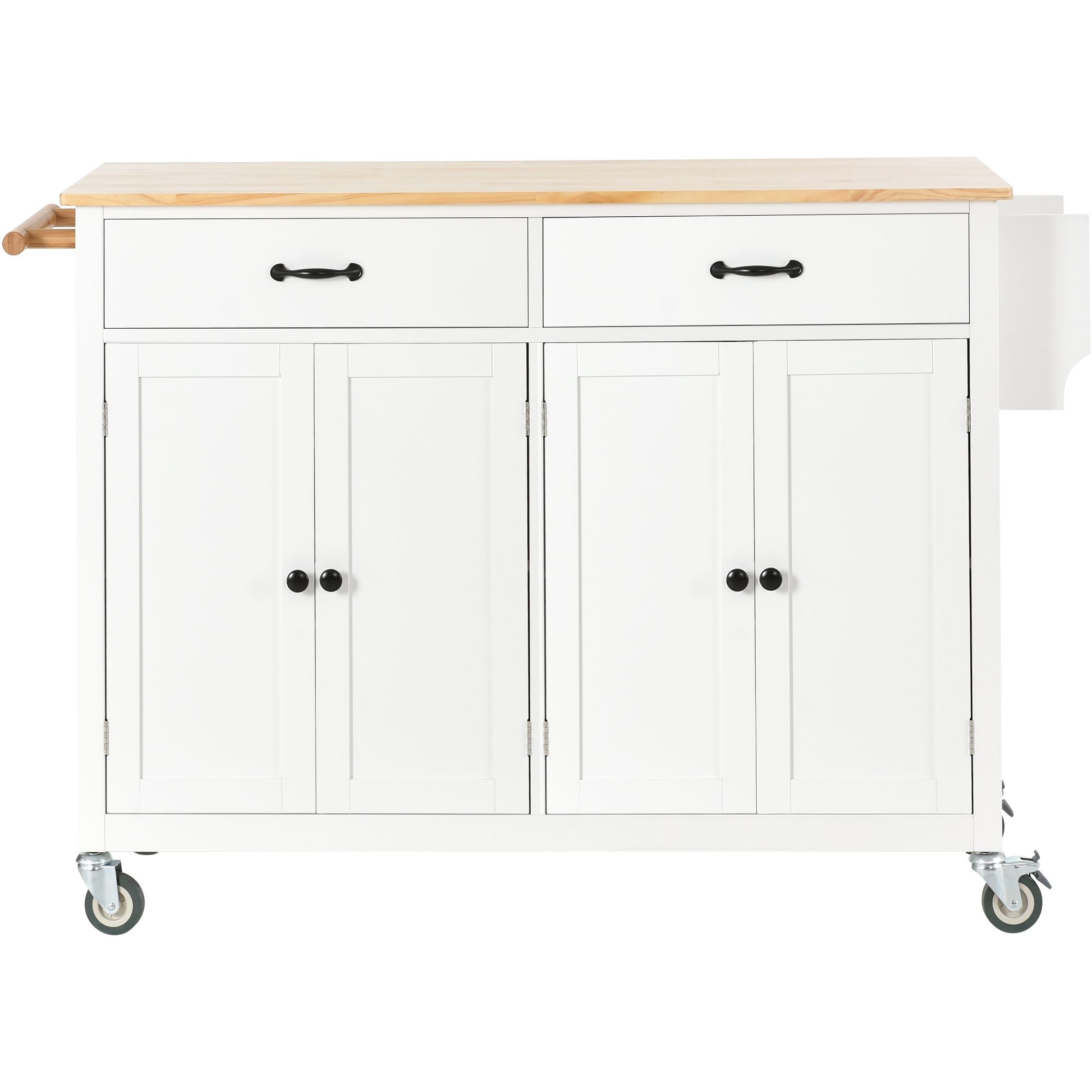 Nestfair CKKC011W White Wood Base with MDF Wood Top Rolling Kitchen Island ( 18.5-in x 54.3-in x 36.2-in )