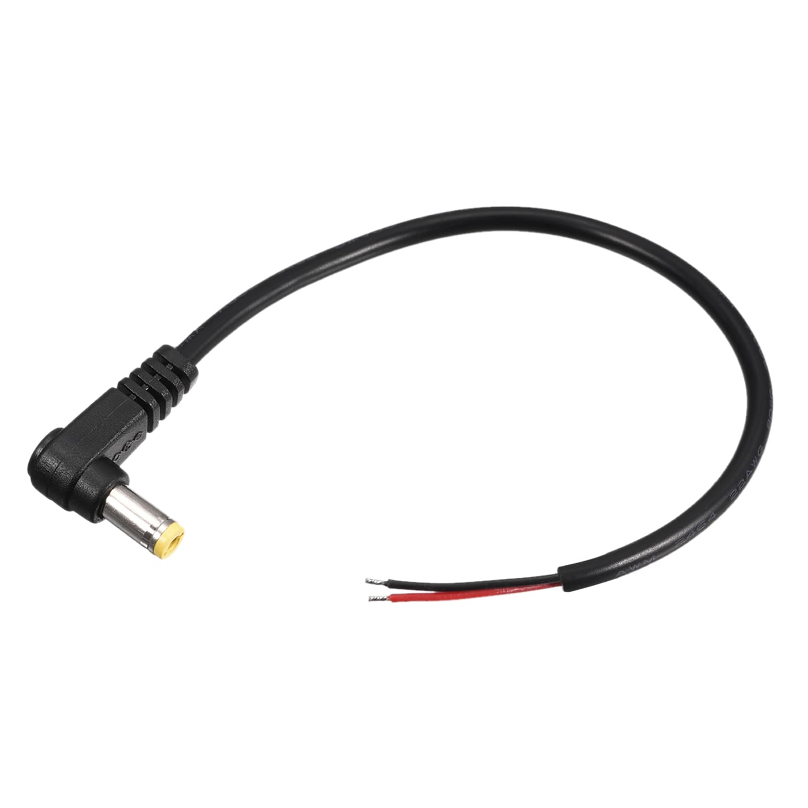 Unique Bargains 5.5mm x 2.1mm 90 Degree Right Angle DC Power Male Plug Jack to Bare Wire Open End Pigtail Power Cable Repair for Camera CCTV 0.25m Pack of 10