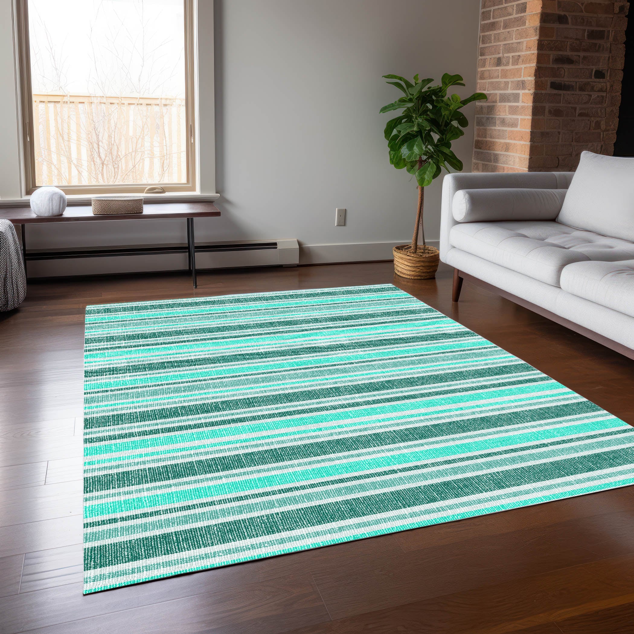 Addison Rugs ACN531TQ8X10 Chantille 8 x 10 (ft) Polyester Turquoise Rectangular Indoor/Outdoor Abstract Machine washable Area rug