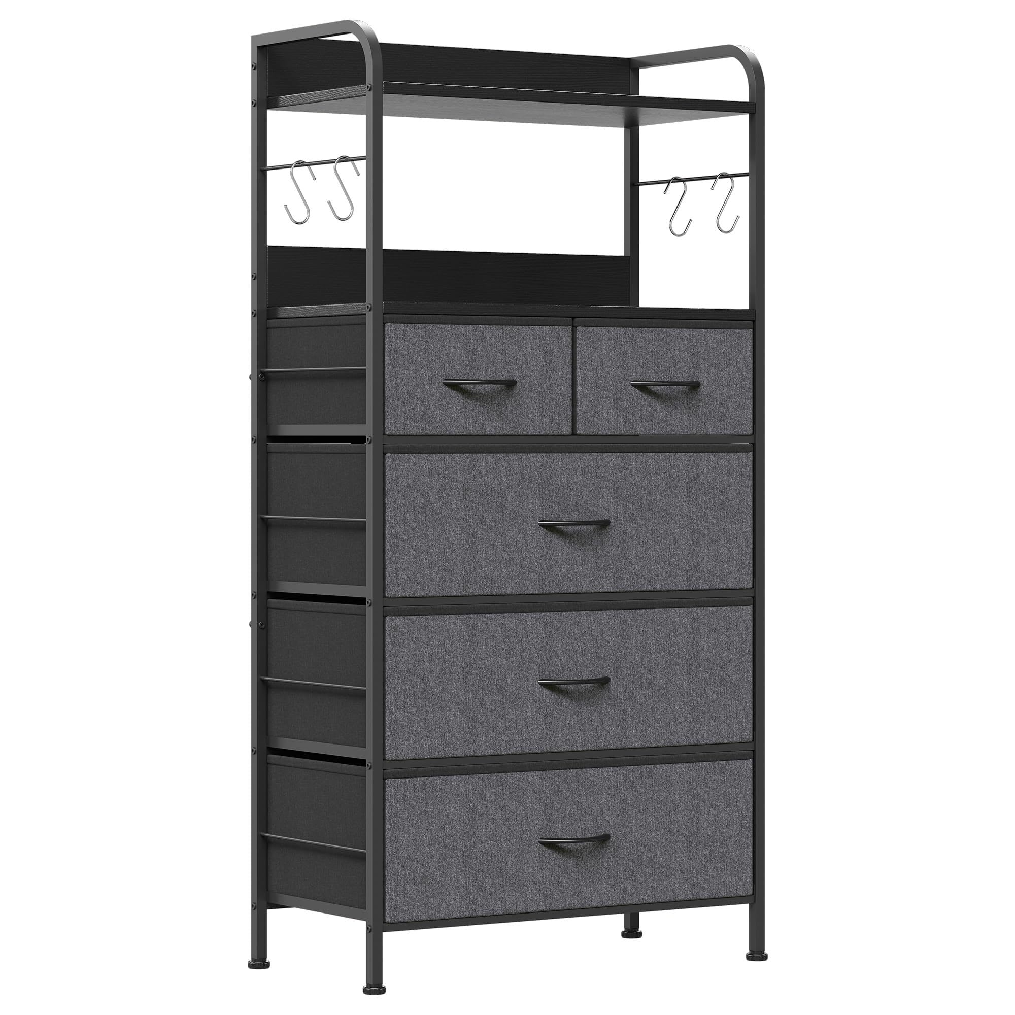 Qeetex HHYLS-PHO0WOKN2Q7 Dresser for Bedroom with 5 Drawers Dressers and Chests of Drawers for Hallway Entryway Storage Organizer Unit with Fabric Sturdy Metal Frame Wood Tabletop Easy Pull Handle