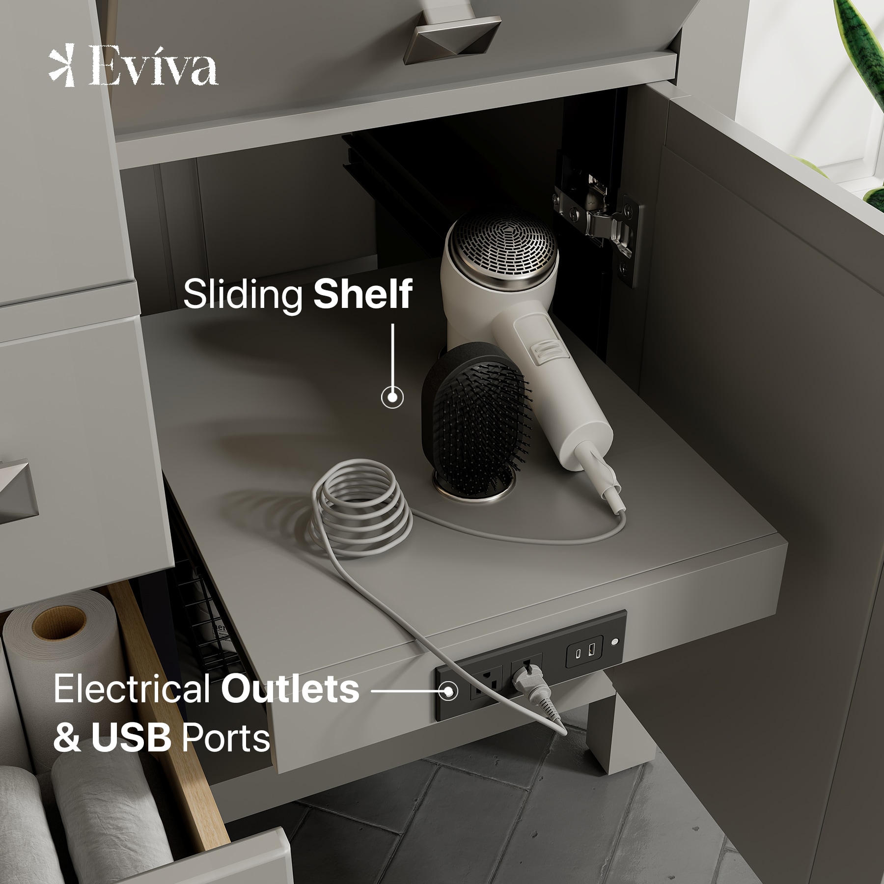 Eviva TVN313-44GR-DS Bath-Vanity-Combo - View #4