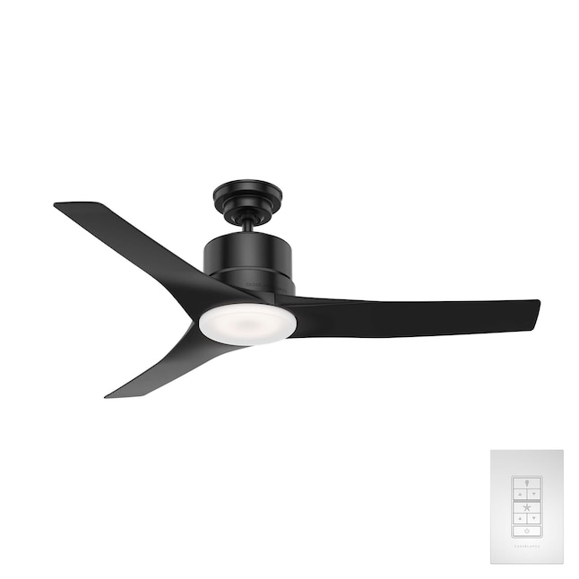 Hunter Piston 52 In Matte Black Led Indoor Outdoor Ceiling Fan With Light Remote 3 Blade The Fans Department At Com - Dark Ceiling Fan With Light