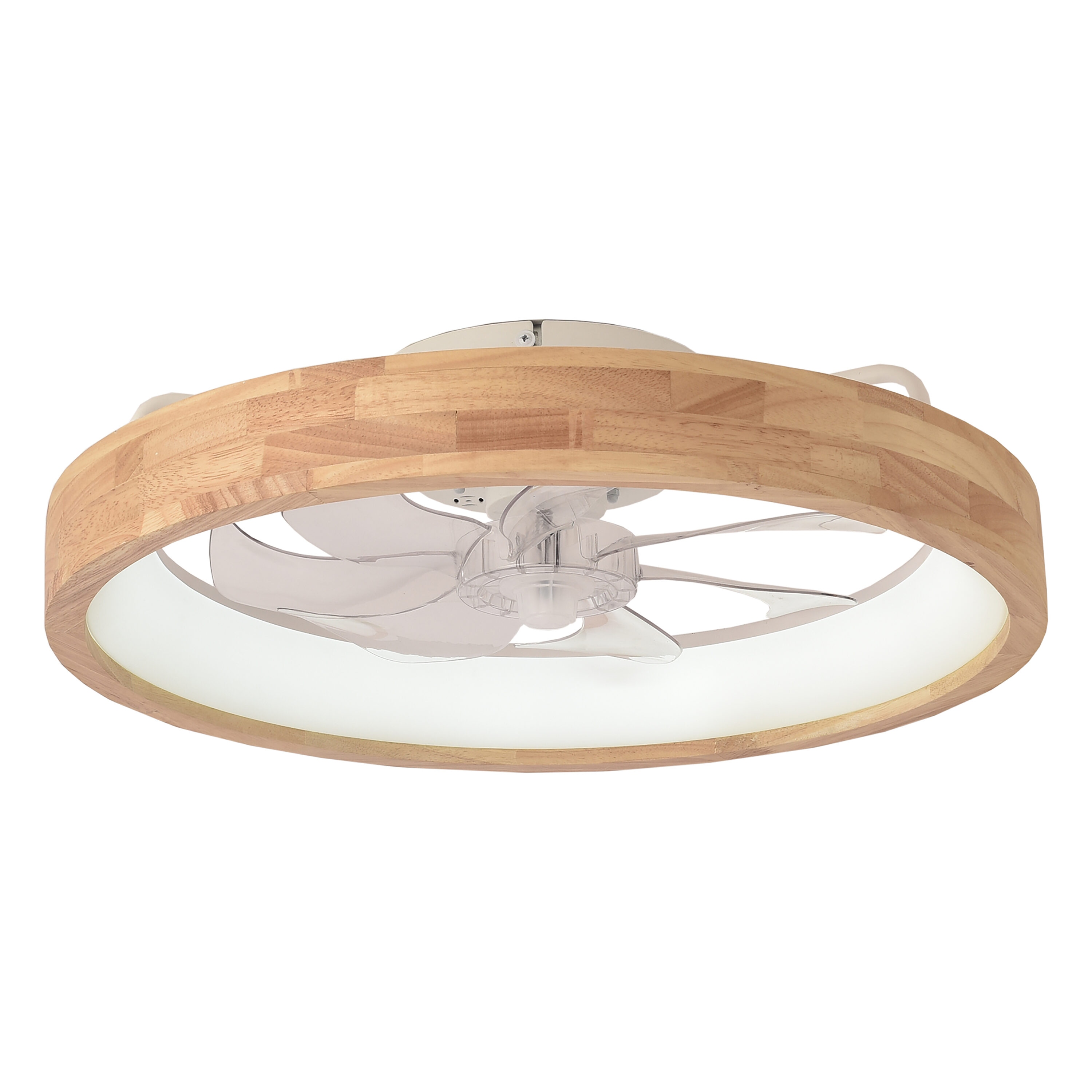 Cusp Barn CS25DC2005 Gleves 20-in Color-Changing Integrated LED Flush Mount Weathered Wood with ABS Blades Bladeless Ceiling Fan With Light - Remote Included ( 7 -Blade )