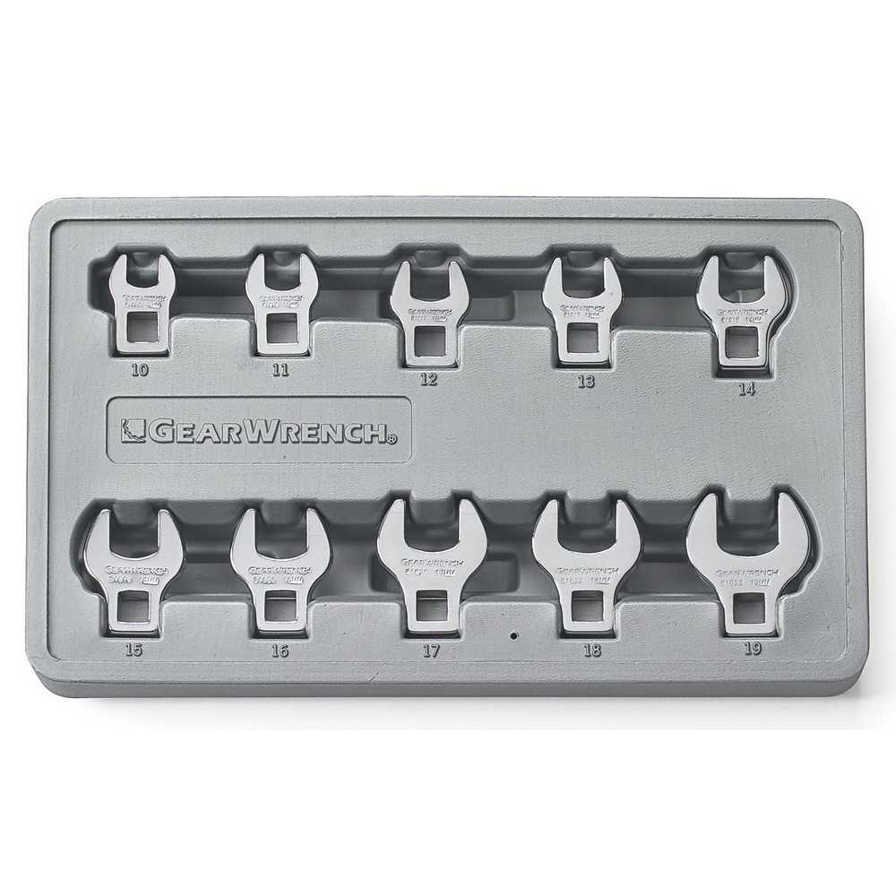 8pc 3/8"-drive SAE Flare Nut CROWFOOT WRENCH SET w Snap-on Snap-off Storage Rail 