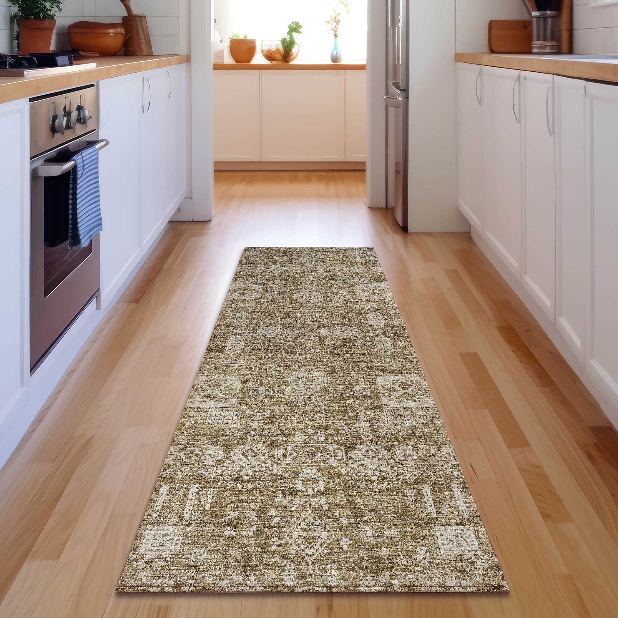 Addison Rugs AMF637BR2X8 Mayfield AMF637BR 2 x 7 (ft) Polyester Brown Rectangular Indoor Floral/Botanical Machine washable Runner rug