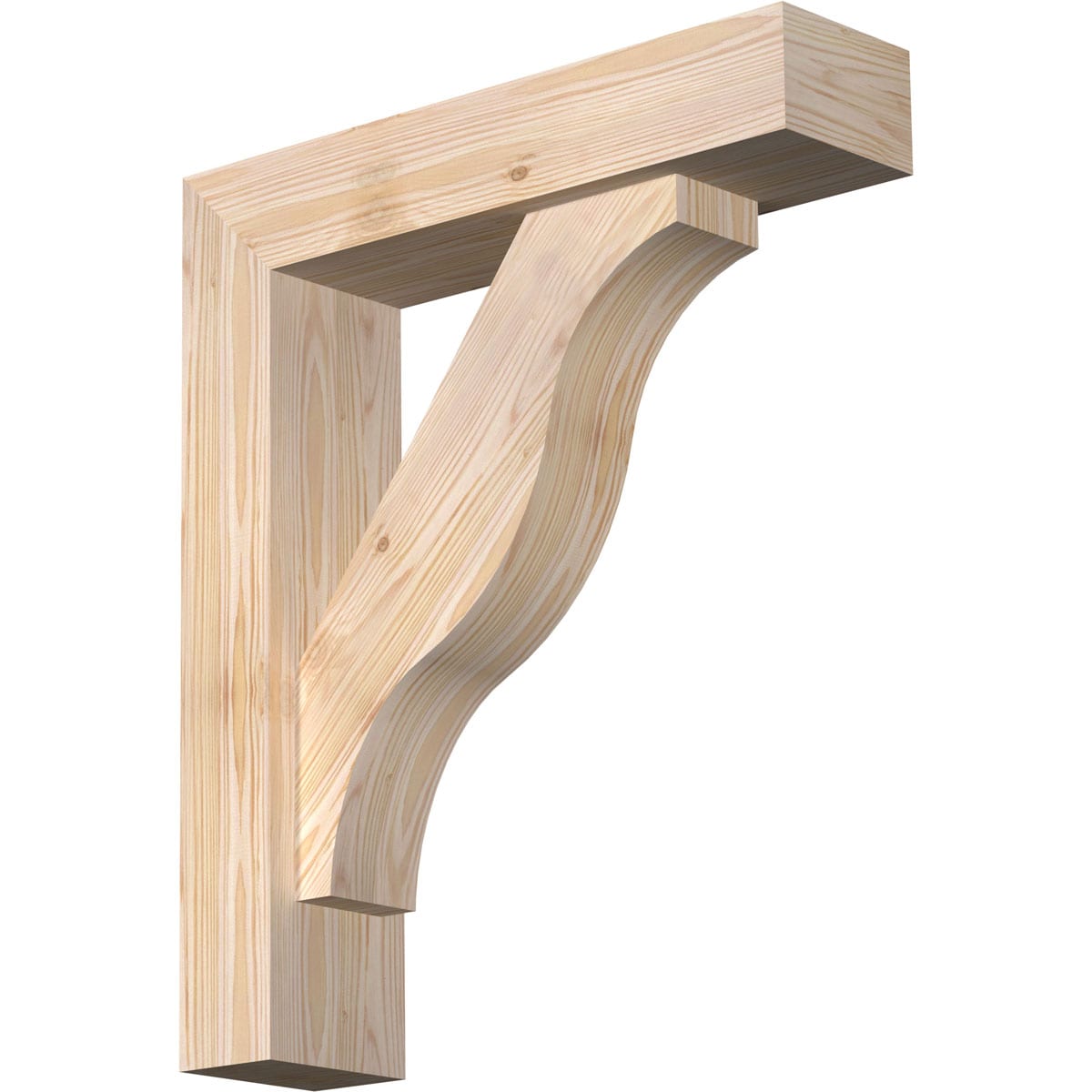 Ekena Millwork 1462542 Funston Block Smooth Bracket with Offset Brace 5-1/2-in x 22-in x 26-in Douglas fir Brown Wood Standard bracket