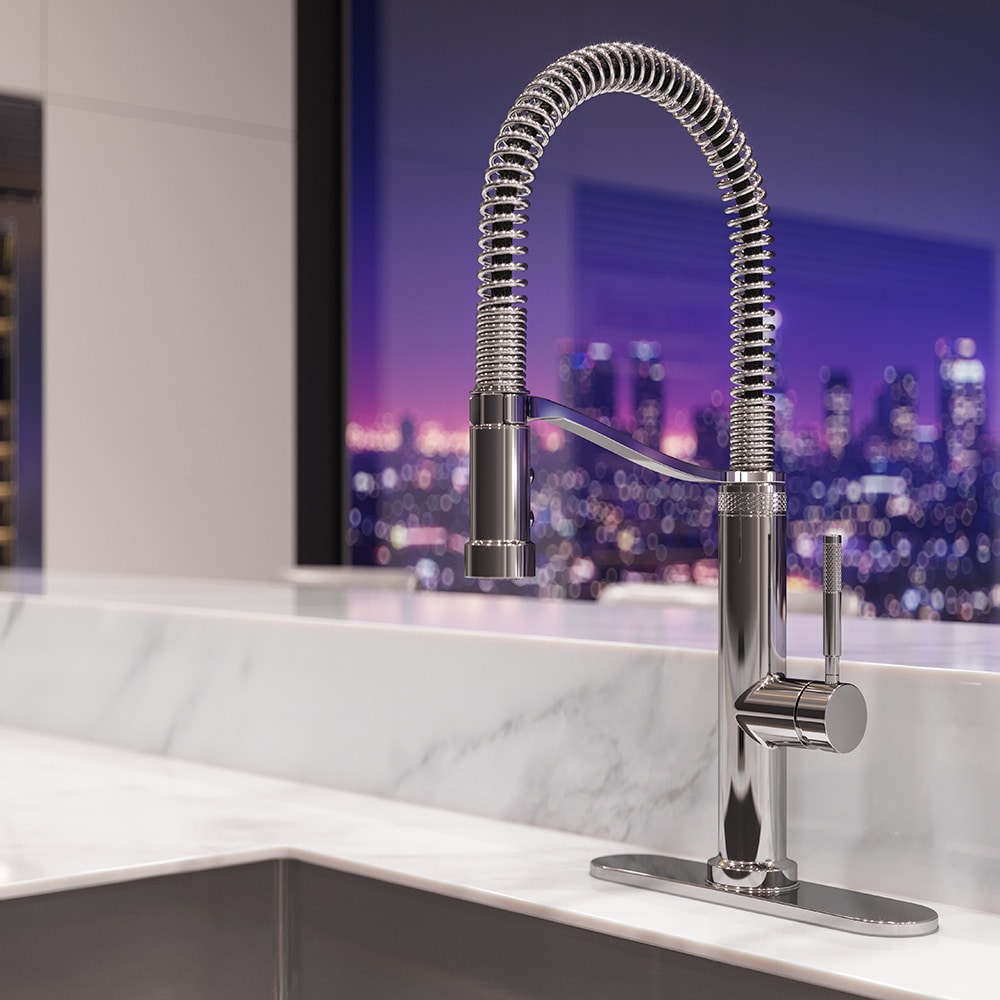 Pfister GT529BRUC Bruton Polished Chrome Single Handle Deck-mount Pull-down Kitchen Faucet with Sprayer