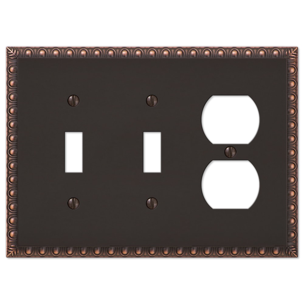 Amerelle 90TTDVB 3 -Gang Specialty Size Aged Bronze Metal Indoor Toggle/Duplex Wall Plate