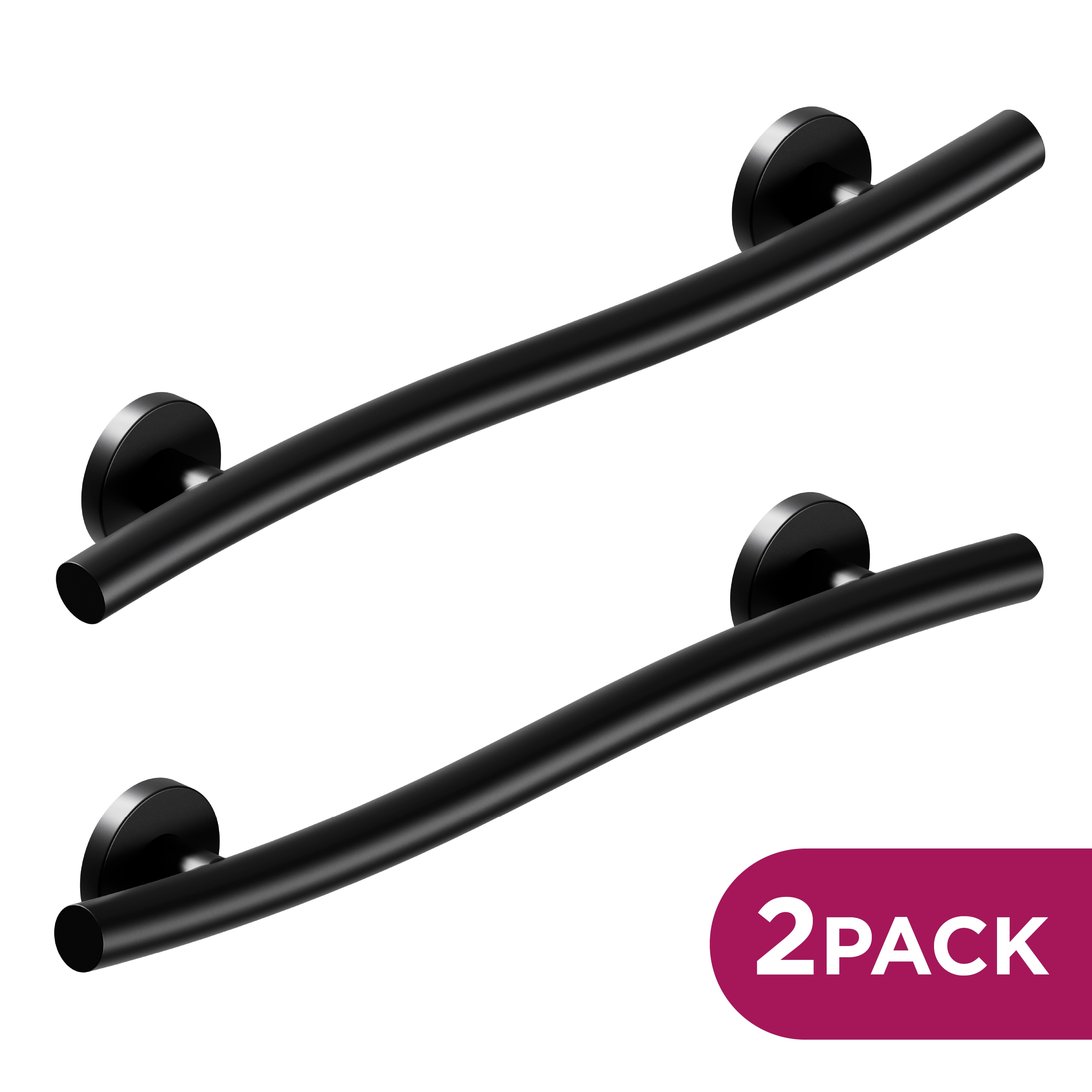 HealthCraft WGB-24-LR-BLK Wave Grab Bars 24-in Matte Black Wall mount ADA Compliant Grab Bar ( 500-lb Weight Capacity )