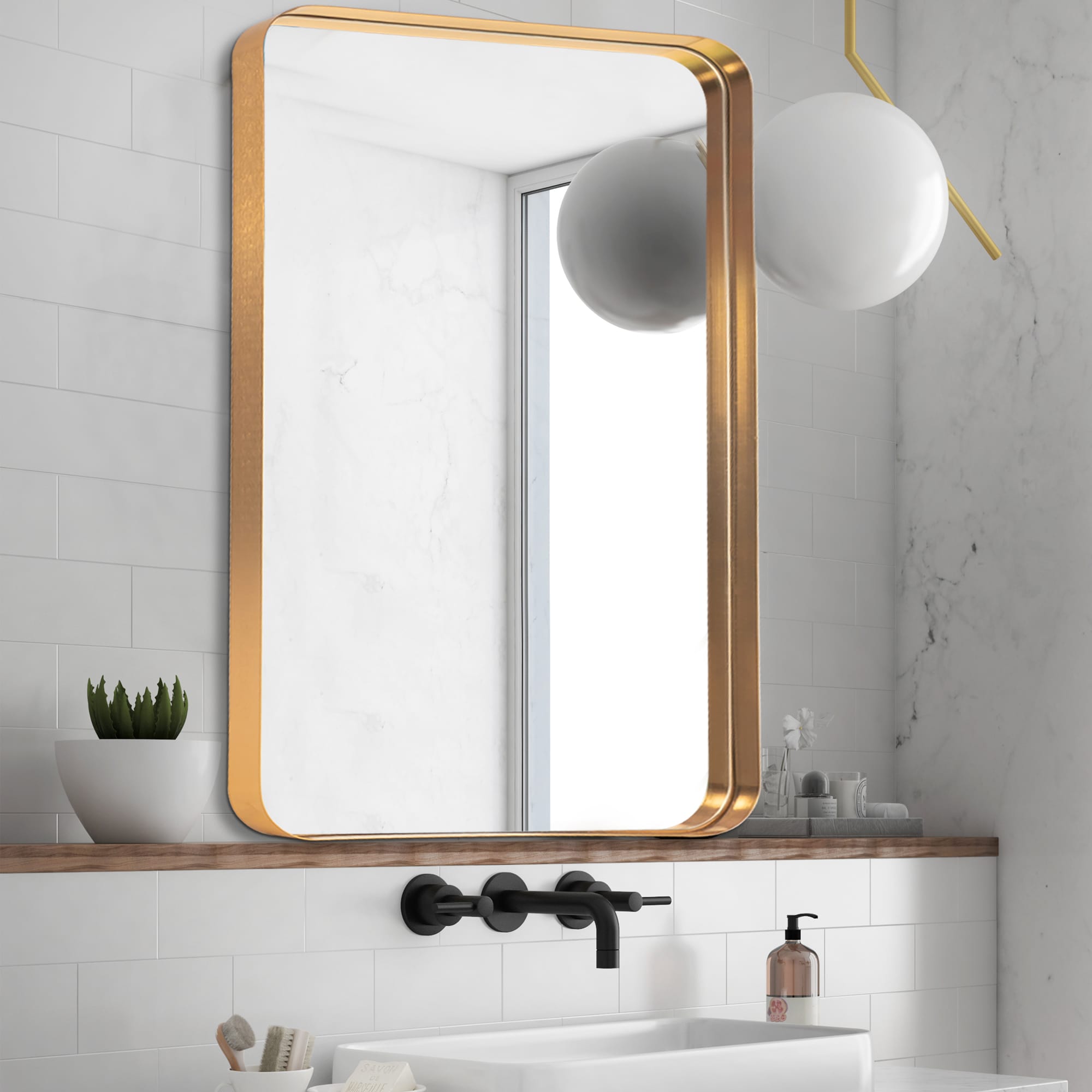 Dovelina A-MR01008 32.28-Inches W x 39.76-Inches H Rectangle Gold Framed Wall Mirror