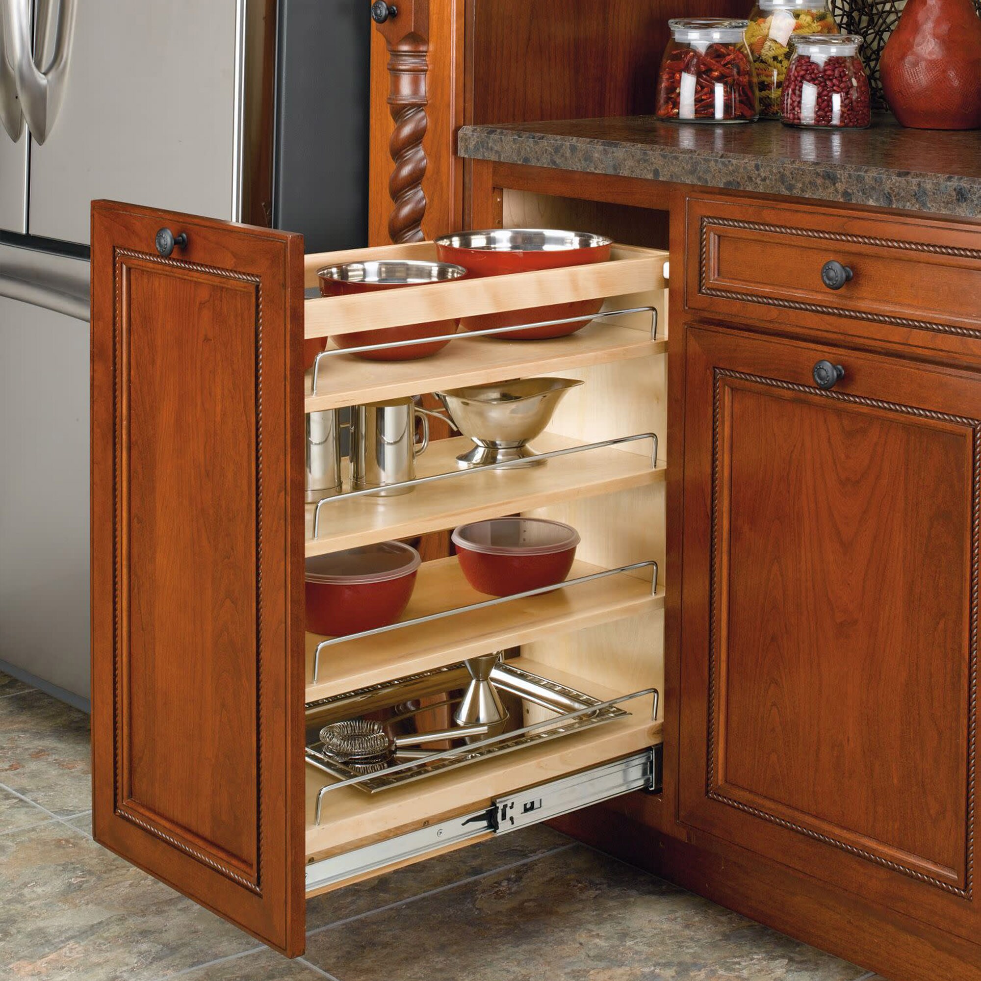 Base cabinet tray divider pullout BPOTD