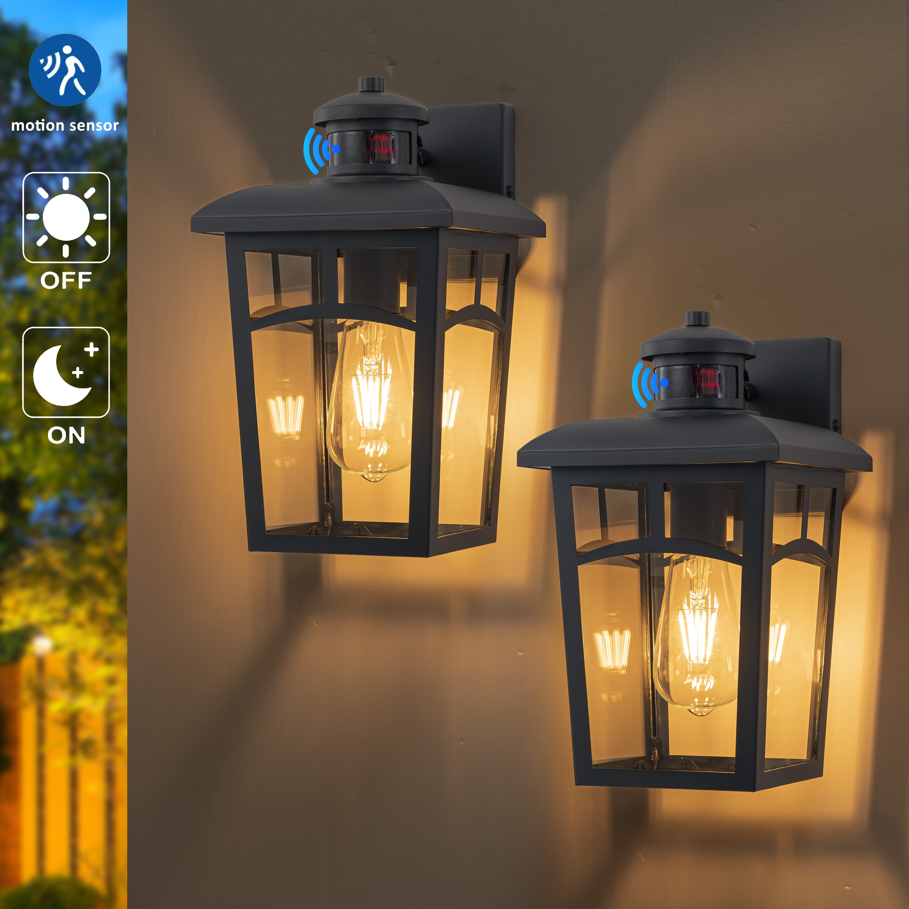 C Cattleya 2 -Pack 1 -Light 12.25-in H Matte Black Hardwired Motion Sensor Dusk to Dawn Outdoor Wall Light