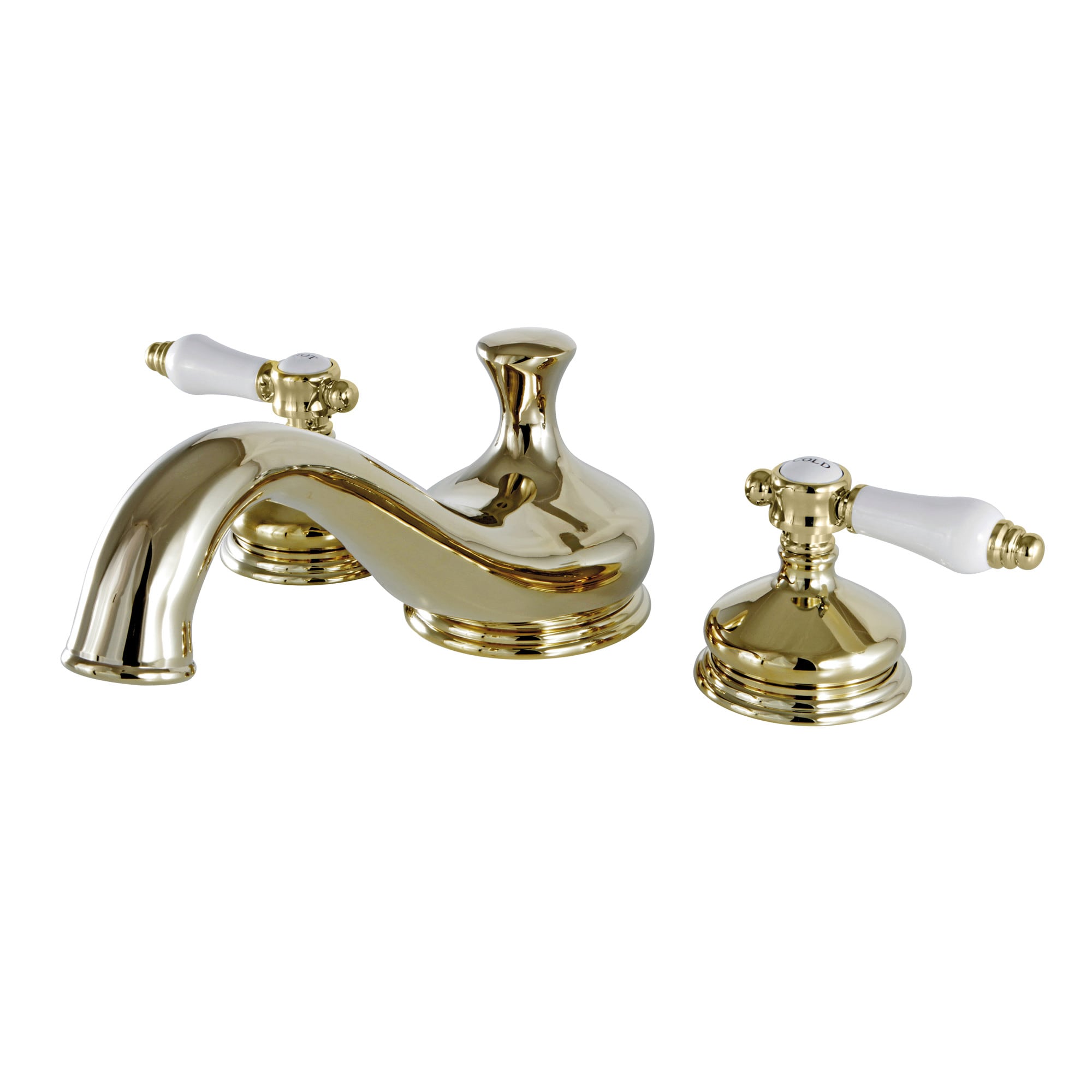 Kingston Brass WLKS3332BPL Bel-Air Polished brass 2-handle Deck-mount Roman Low-arc Bathtub Faucet ( Valve Included )
