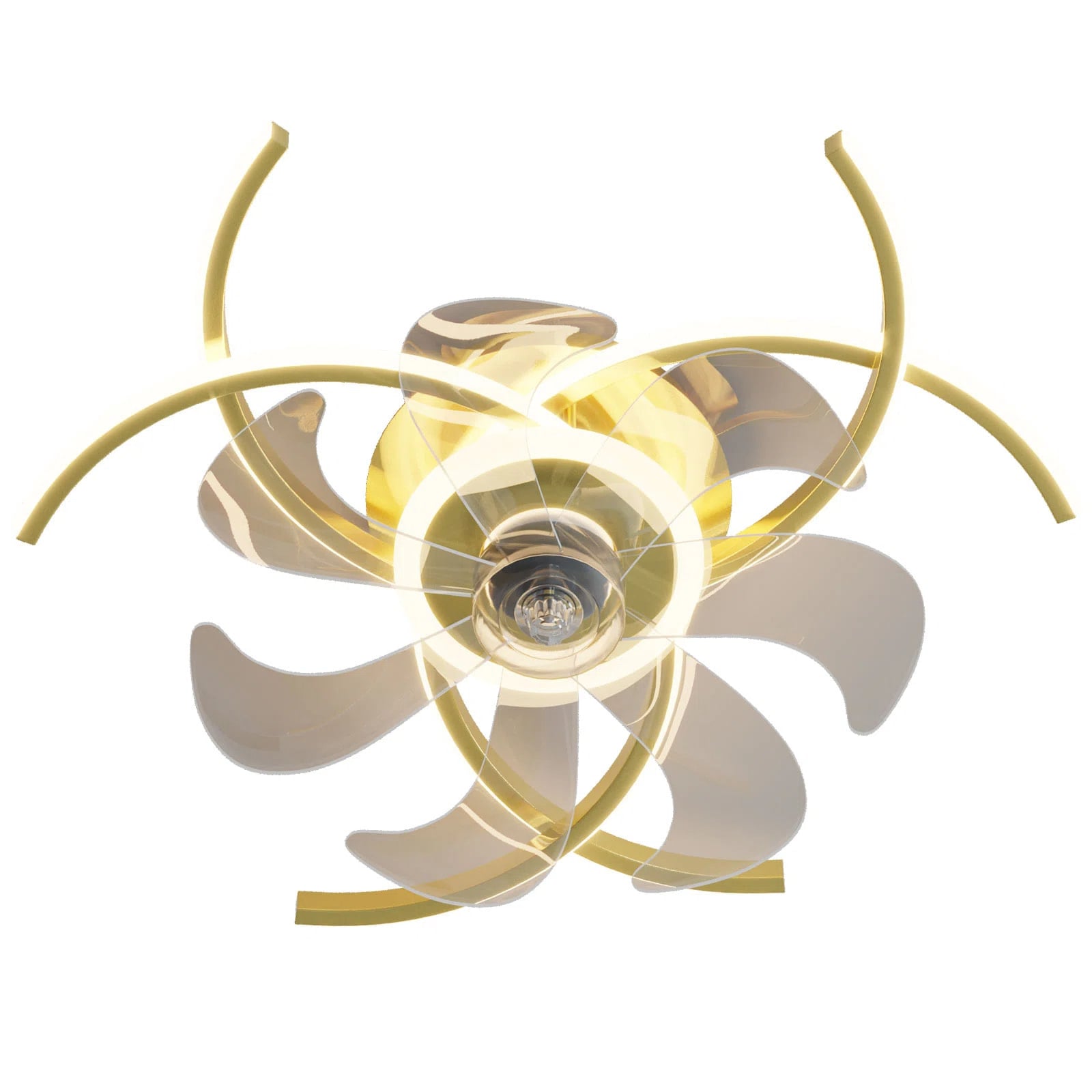Yardreeze GHHCF055GD0407 20.5-Inches Gold with ABS Blades Color-Changing Integrated LED Fixture Indoor Flush mount Fandelier Ceiling Fan With Light and Remote ( 7 -Blade)