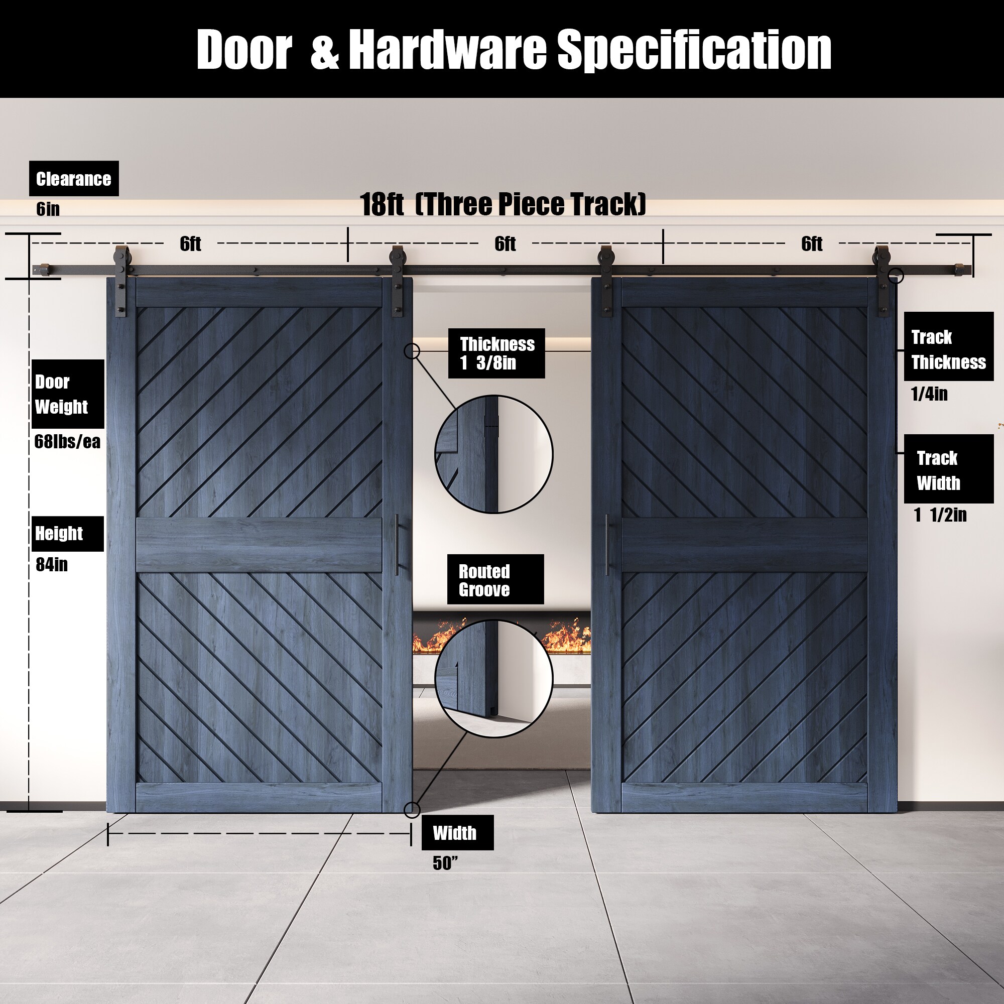HOMACER YT2H216C-XT3-5084-NA Barn-Doors - View #2