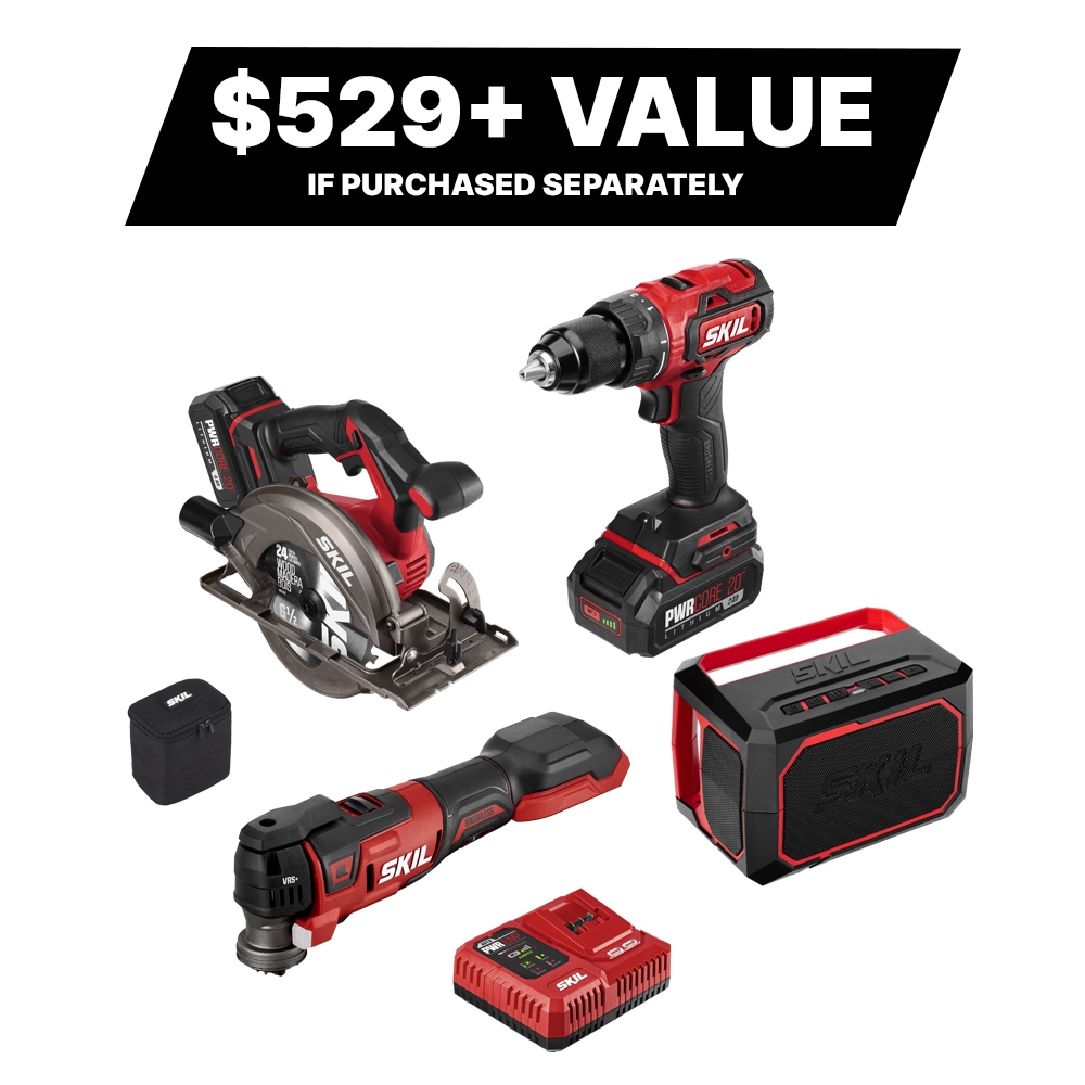 SKIL PWR CORE 20-volt 4-Tool Brushless Power Tool Combo Kit (2-Batteries Included and Charger Included) CB7440-21 Sansujyuku sansujyuku.com