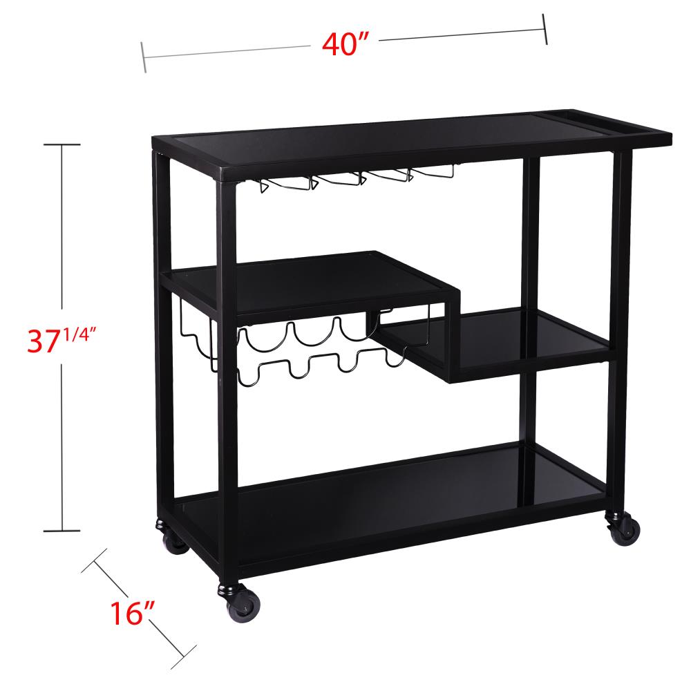 Holly & Martin Zephs 40-in x 37.25-in Black Rectangle Bar Cart in the ...