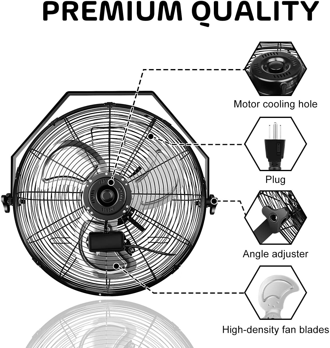 Siavonce XHUNT20 Wall-Mounted-Fans - View #2