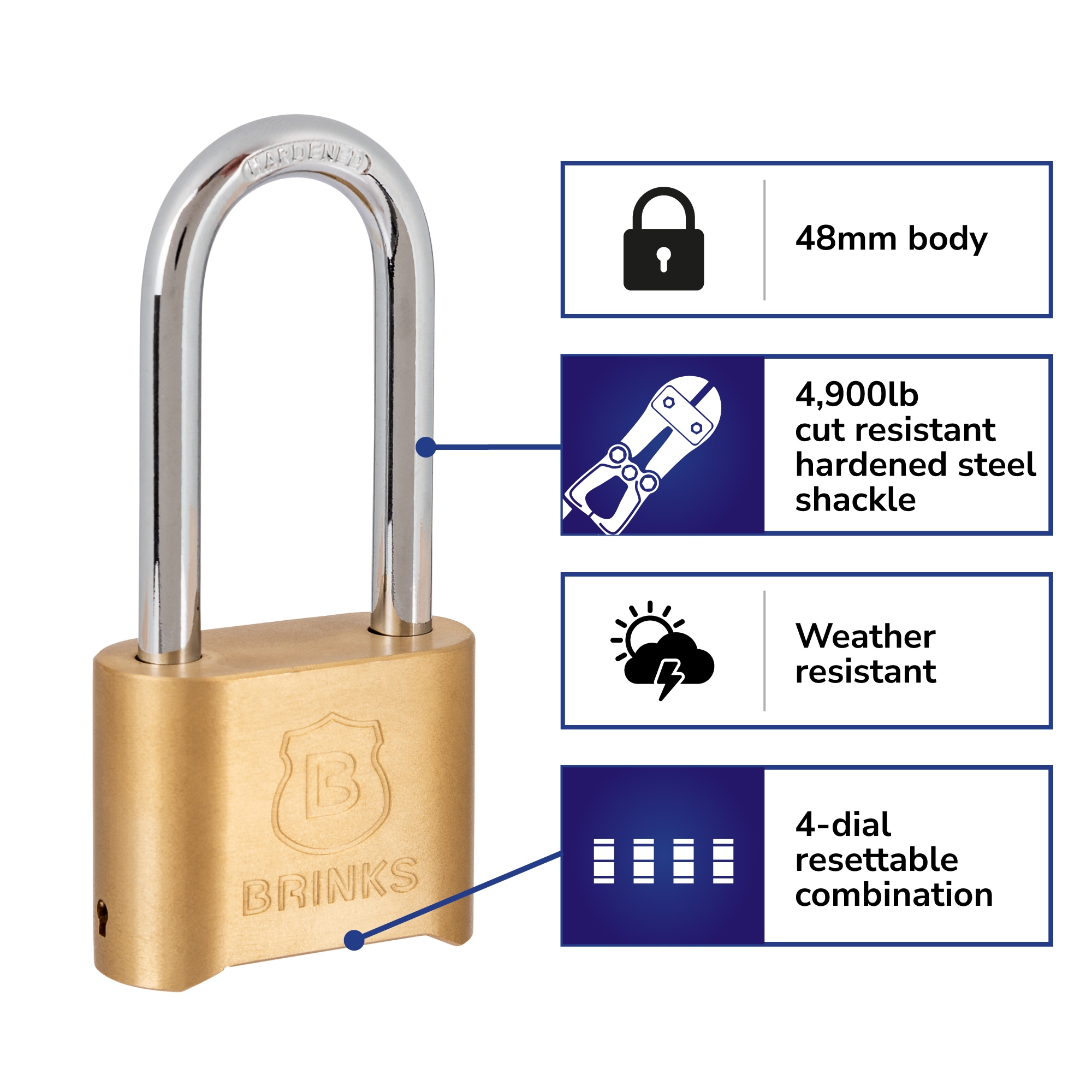 Solid Brass Lock and Key,Pad Lock with 1-9/16 in. (40 mm) Wide Lock Body,  2-1/2 in. Long Shackle Gate Padlock for Outdoor Fence， Sheds, Storage Unit
