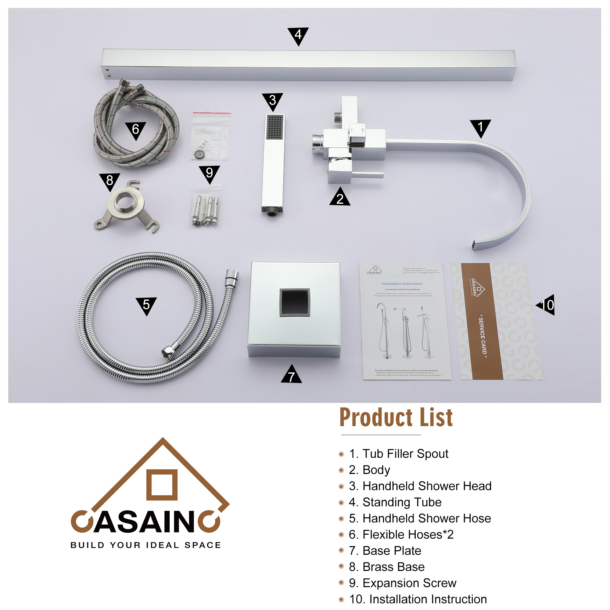 CASAINC TC15-CP Roman-Tub-Faucets - View #3