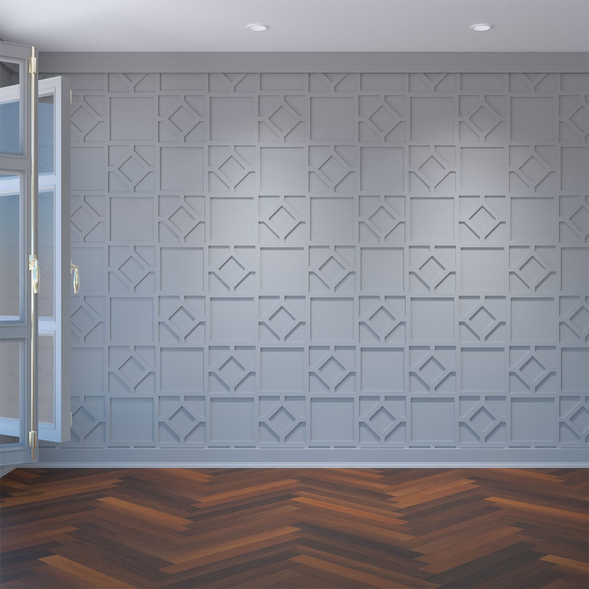 Ekena Millwork WALP16X16ARC 26-7/8-in x 15-3/8-in Smooth Paintable/Stainable White PVC Fretwork Wall Panel ( 2.56-sq ft )