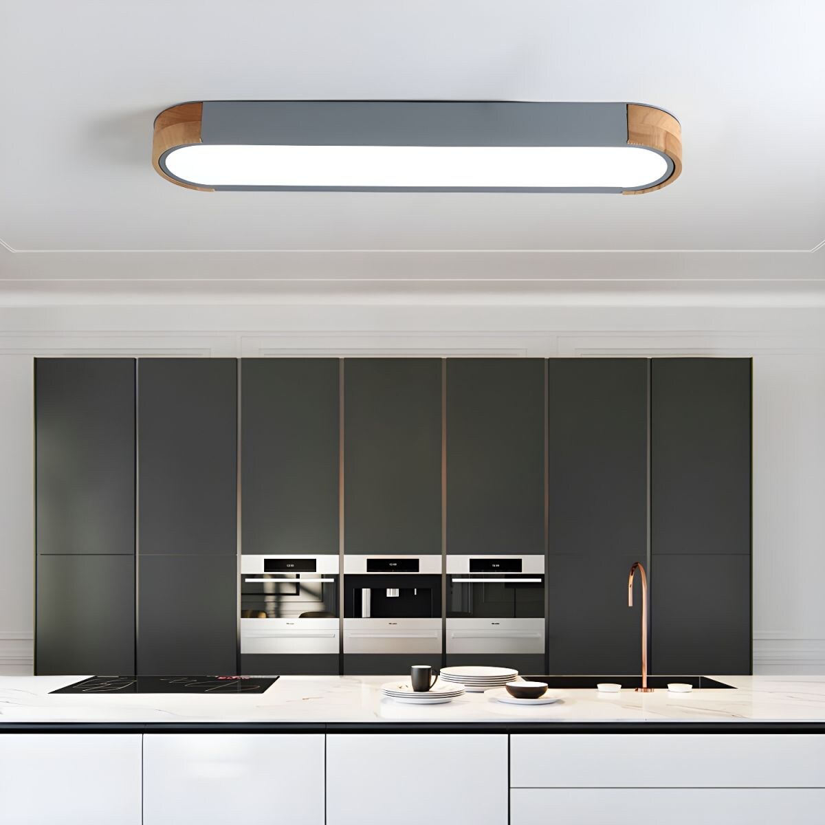 HUOKU Lumin 1-Light 38-in Gray LED Flush Mount Light PD1054921 at Lowes.com