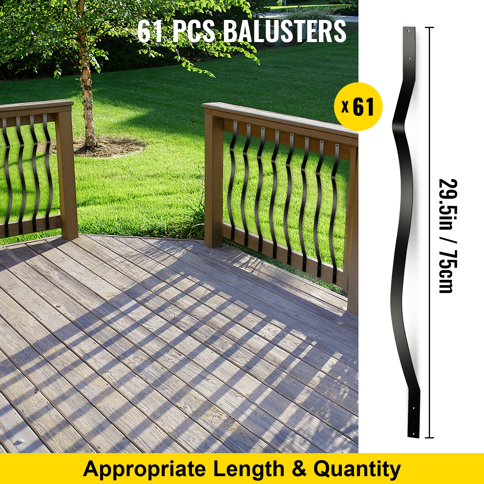 VEVOR 2-ft Black Aluminum Railing Panel (61-Pack)