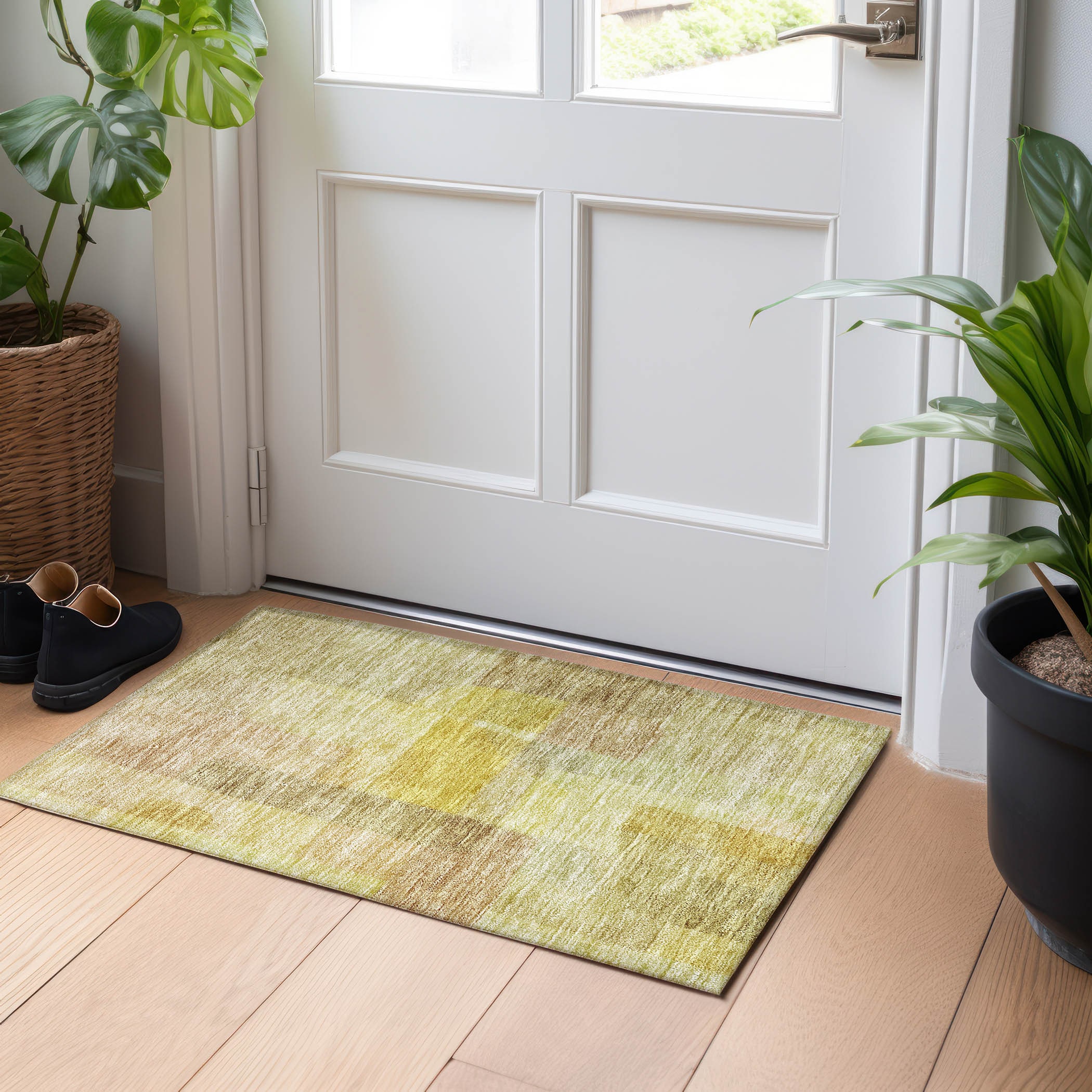 Addison Rugs ACN1113GO20X30 Chantille ACN1113GO 1 x 2 (ft) Loomed Gold Rectangular Indoor/Outdoor Geometric Machine washable Pet Friendly Area rug